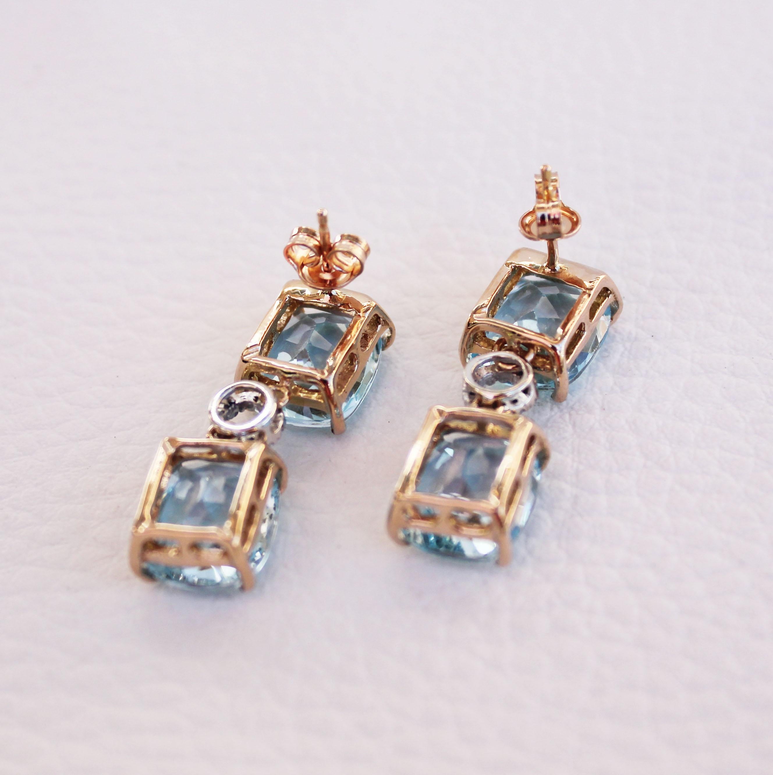 Oval Cut 18kt Rose Gold With Blue Topaz White Diamonds Amazing Modern Fashion Earrings For Sale
