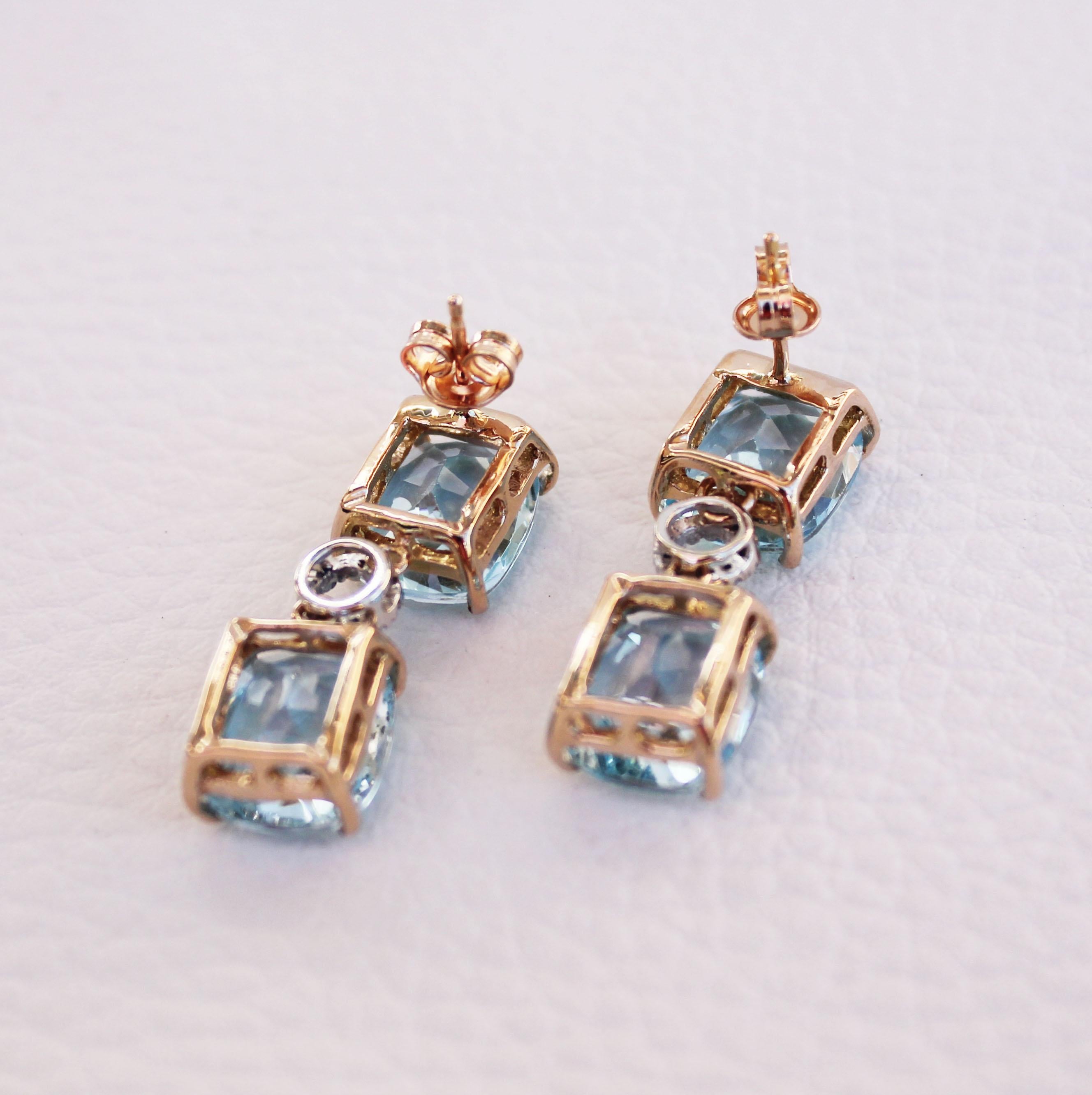 Moderno Orecchini in oro rosa 18kt con diamanti bianchi e topazio blu, sorprendenti orecchini di moda moderna in vendita