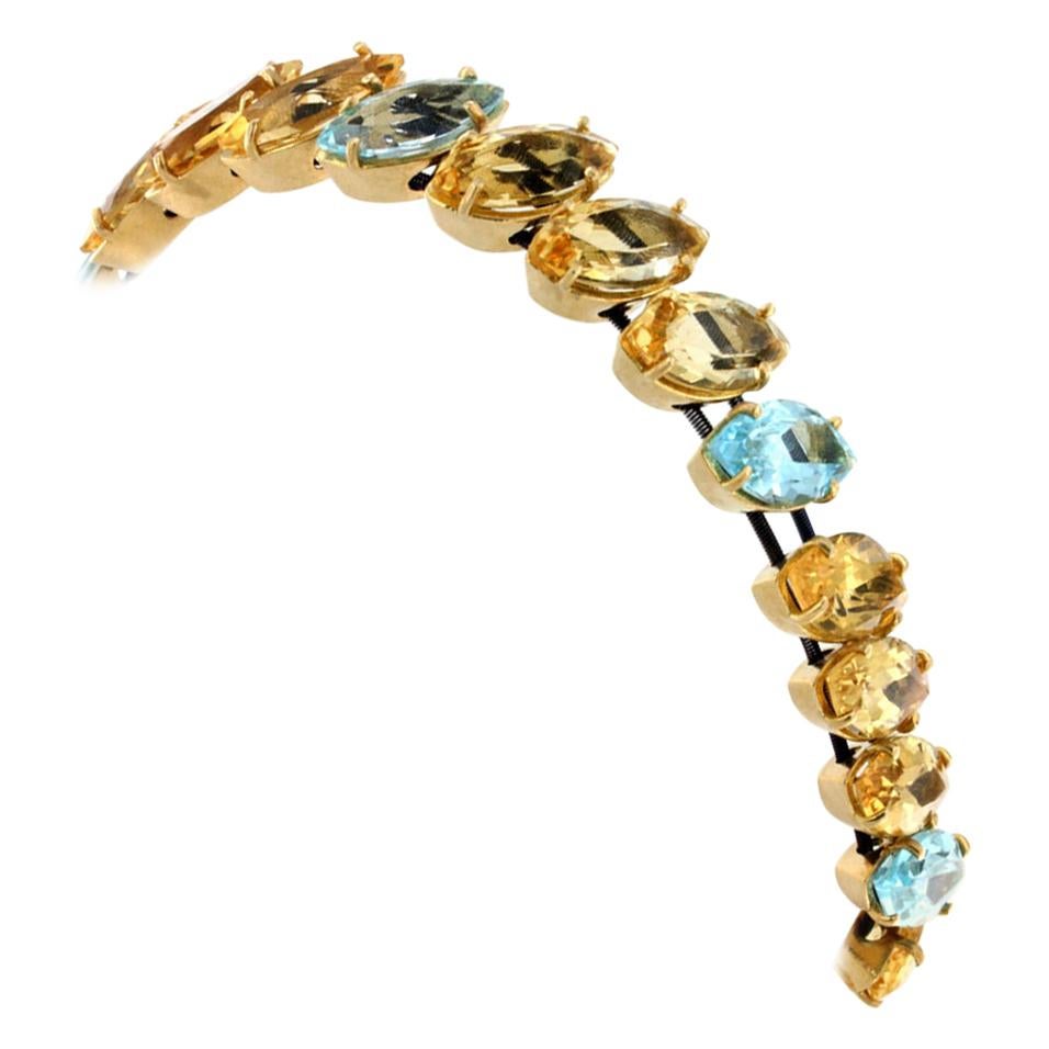 18kt Rose Gold with Citrine and Blue Topaz Bracelet For Sale