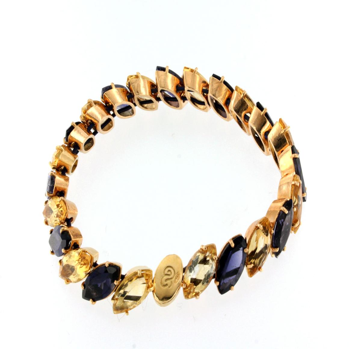 18Kt Rose Gold with Citrine and Iolite Bracelet  In New Condition For Sale In GALLARATE, IT