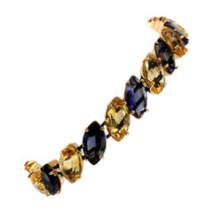 Bracelet en or rose 18 carats avec citrine et iolite 