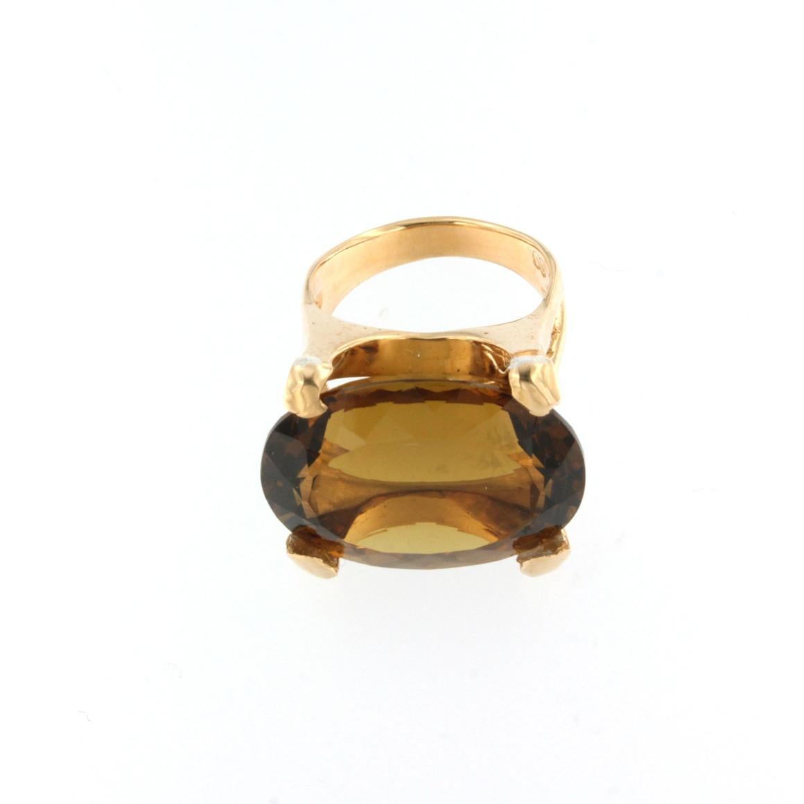 Modern 18Kt Rose Gold with Citrine Whisky Ring