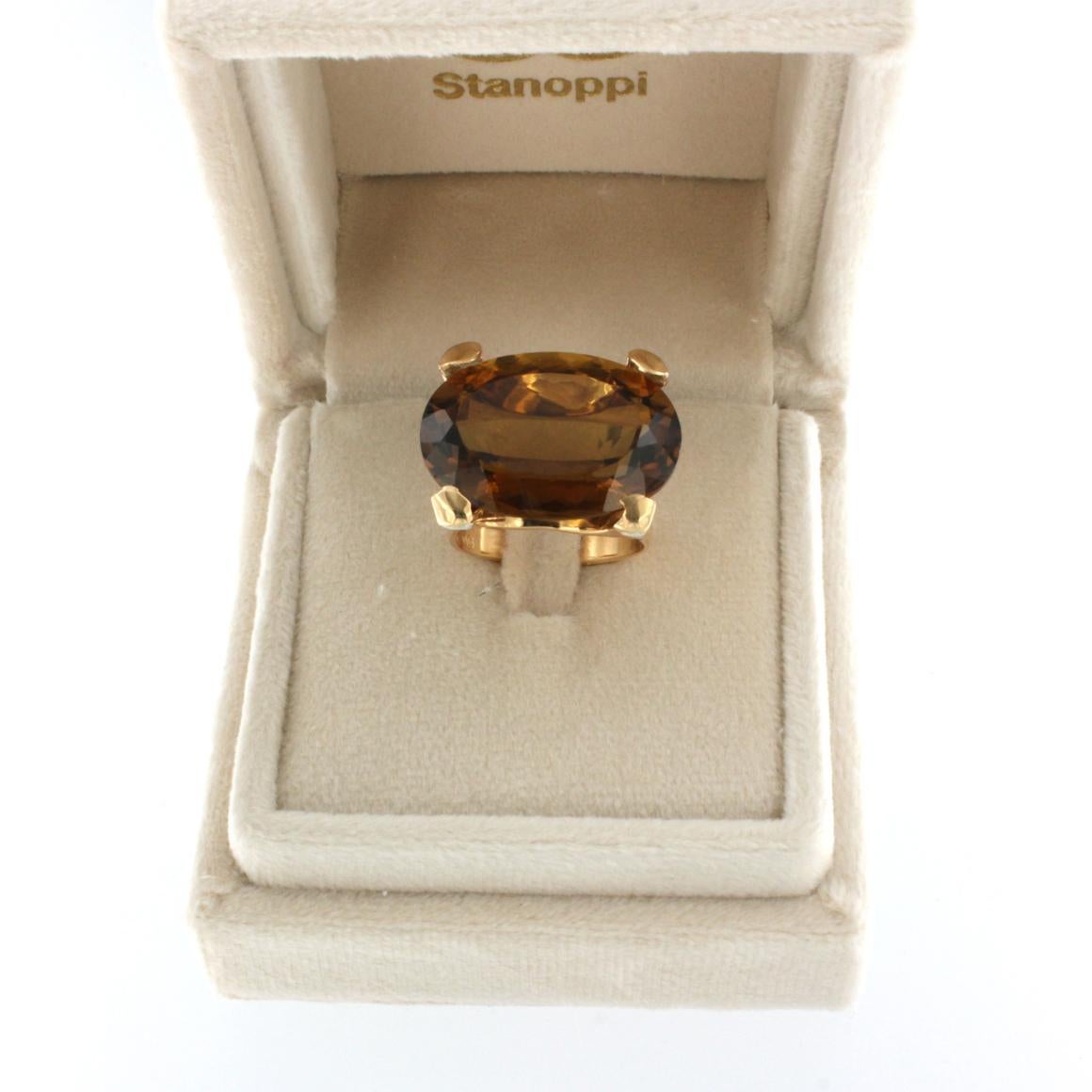 18Kt Rose Gold with Citrine Whisky Ring In New Condition In GALLARATE, IT