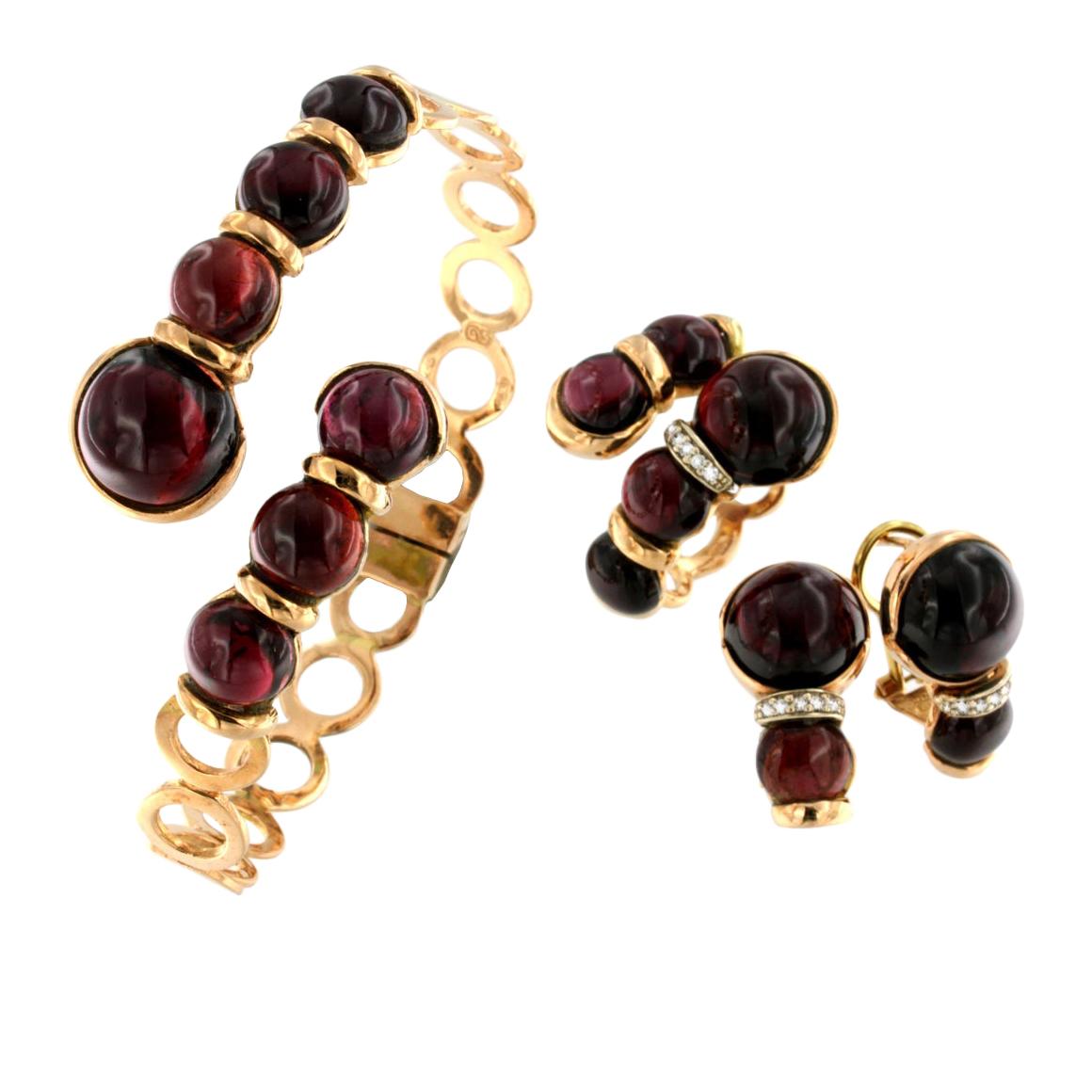 18kt Rose Gold with Garnet Set For Sale