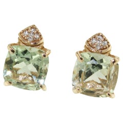 Pendientes de oro rosa de 18 quilates con amatista verde y diamantes blancos