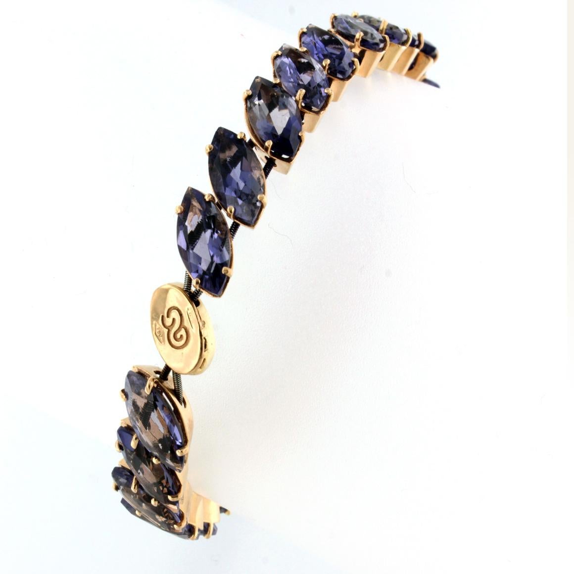 Modern 18Kt Rose Gold with Iolite Bracelet For Sale