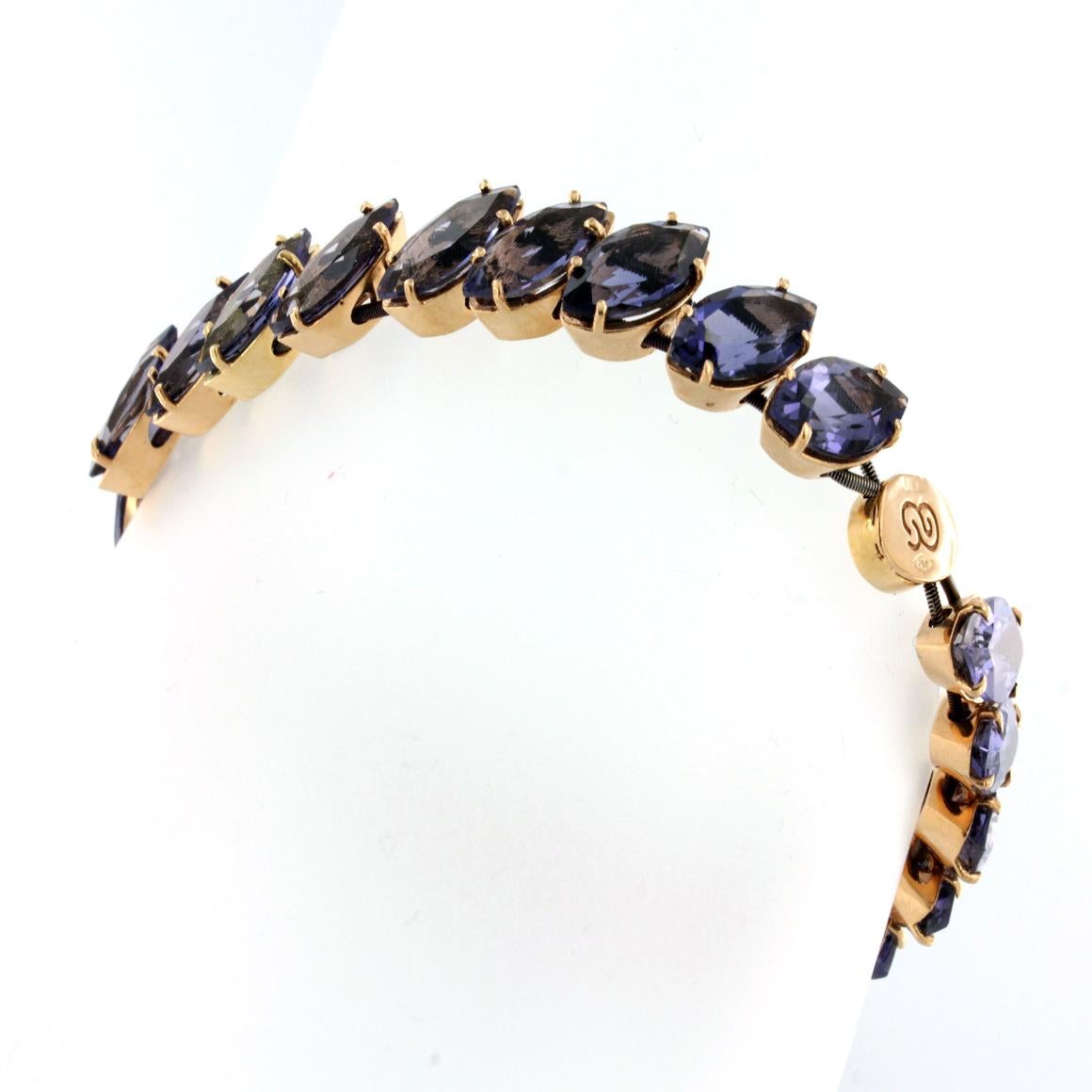 Marquise Cut 18Kt Rose Gold with Iolite Bracelet For Sale
