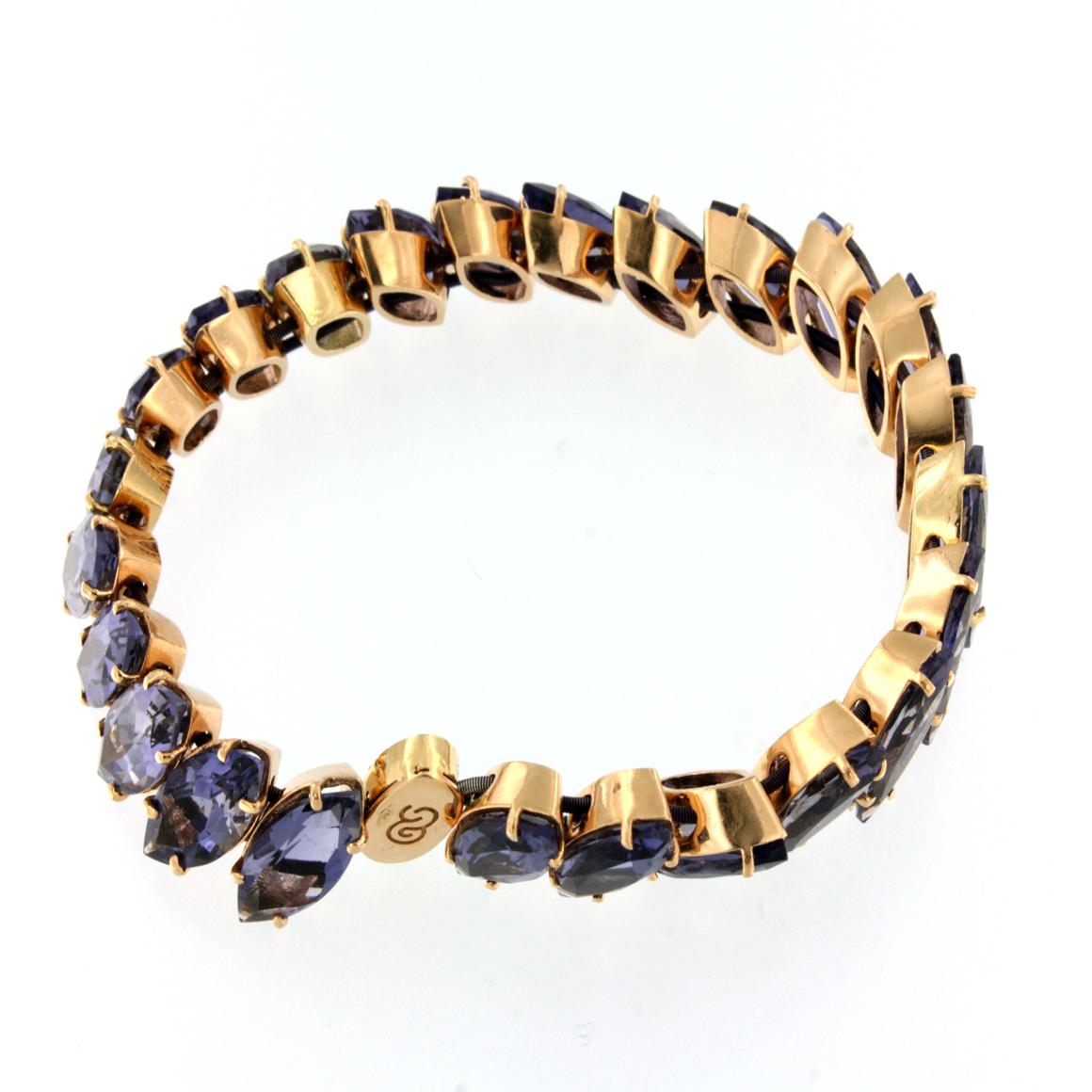 18Kt Rose Gold with Iolite Bracelet In New Condition For Sale In GALLARATE, IT