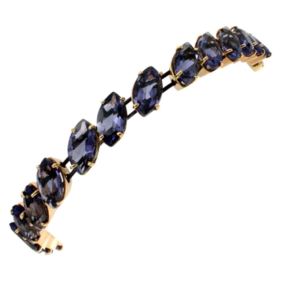 18Kt Rose Gold with Iolite Bracelet For Sale