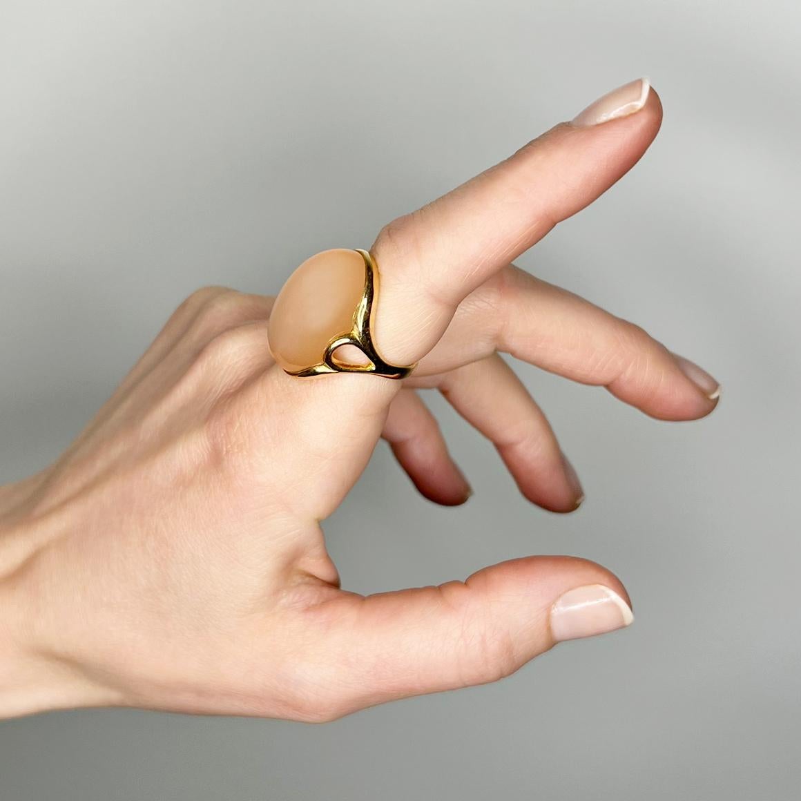 18Kt Rose Gold with Moon Stone Modern Amazing Cocktail Modern Ring In New Condition For Sale In GALLARATE, IT