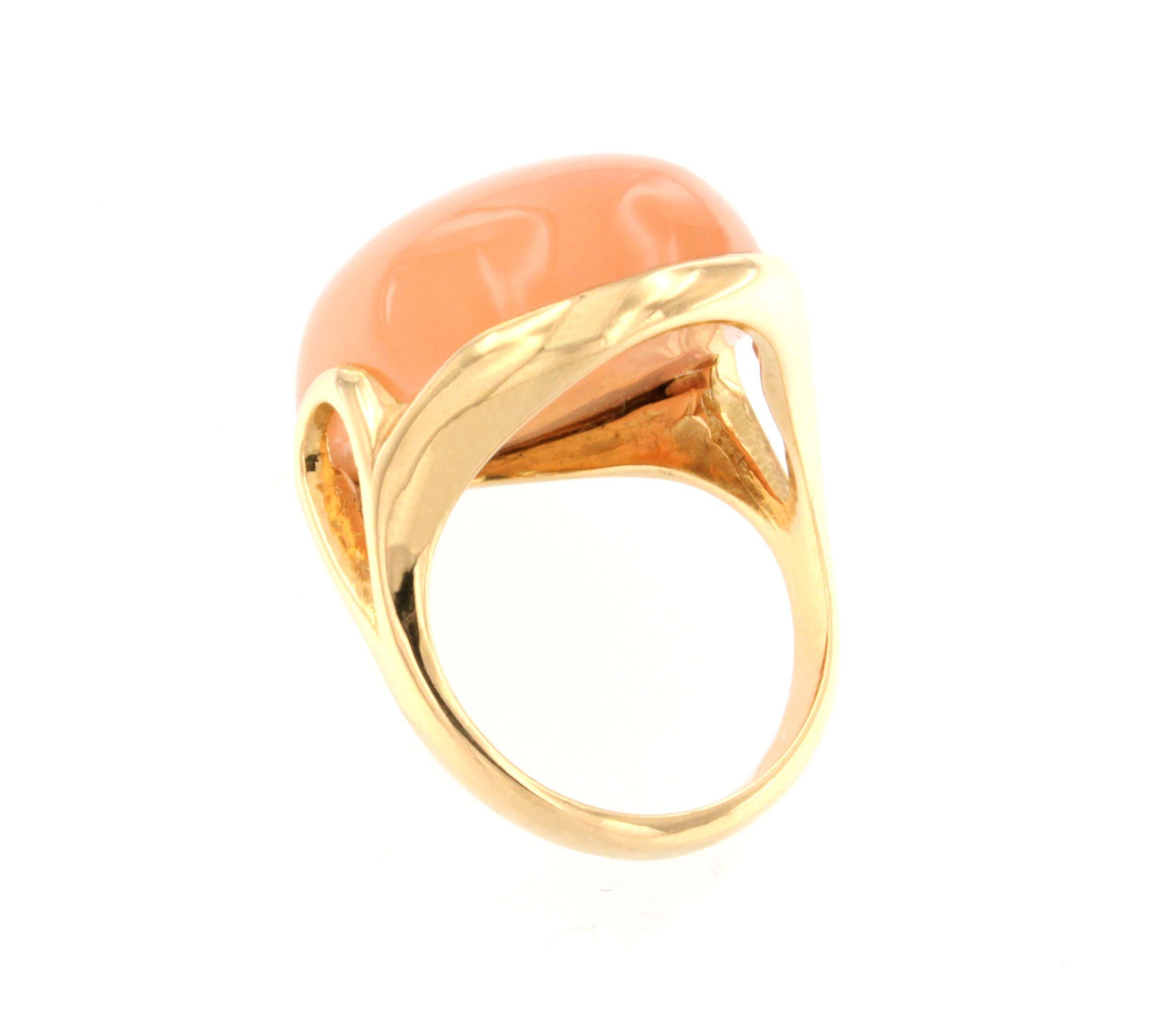 Women's or Men's 18Kt Rose Gold with Moon Stone Modern Amazing Cocktail Modern Ring For Sale