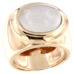 18 Karat Rose Gold with Natural Chalcedony Light Blue Timeless Ring