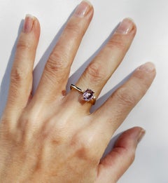 18Kt Rose Gold with Natural Semiprecius Stone and Zircon Cocktail Design Ring