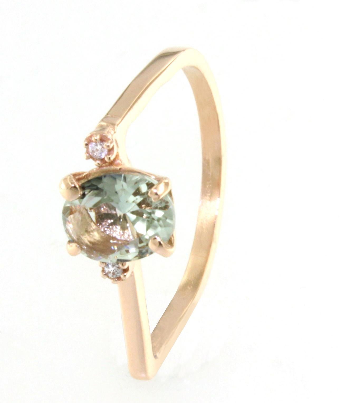 Anillo de oro rosa de 18 quilates con piedra semipreciosa natural y circón con diseño de cóctel Corte oval en venta