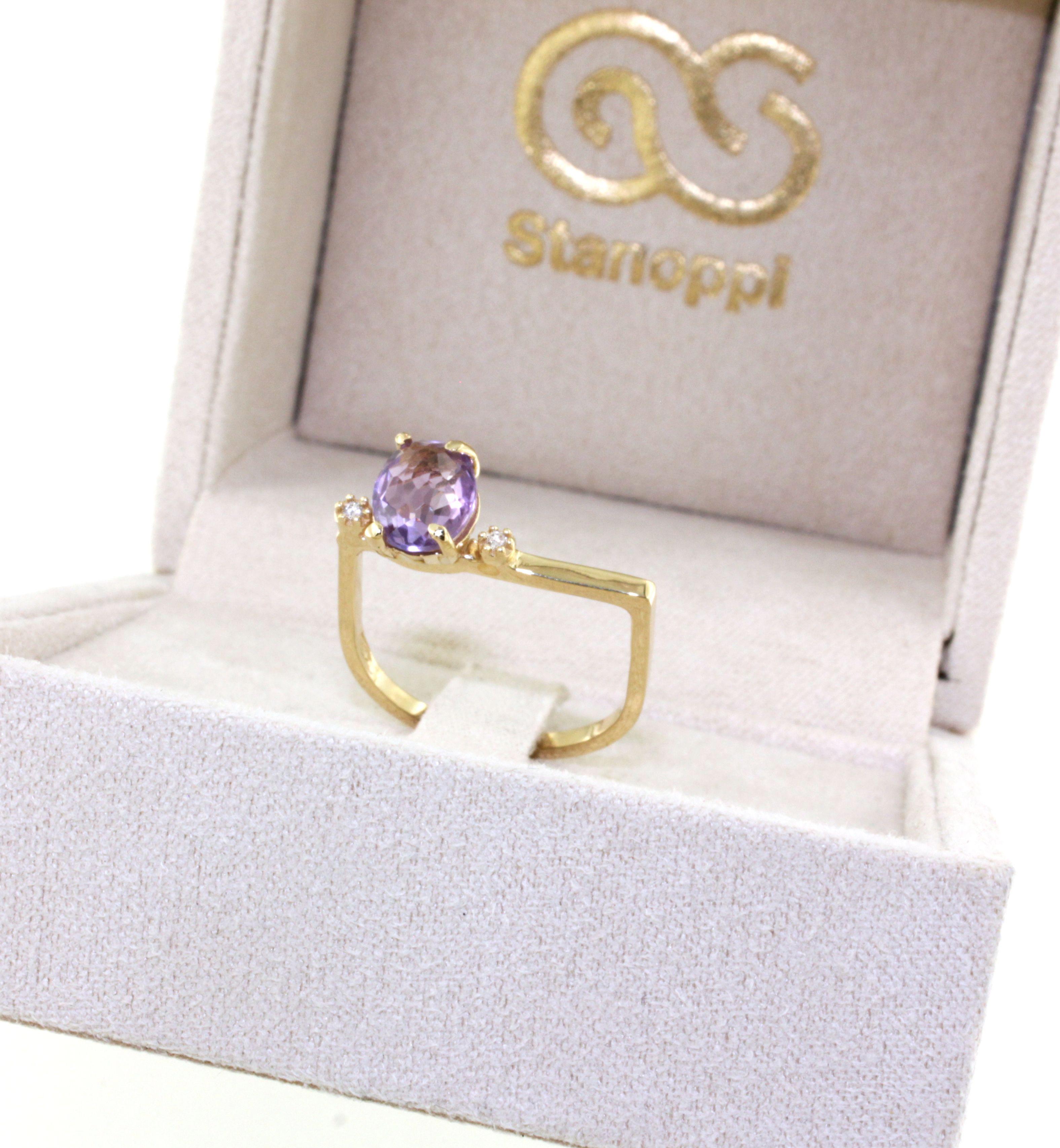 Anello in oro rosa 18Kt con pietre semipreziose naturali e zirconi a forma di cocktail In condizioni Nuovo in vendita a GALLARATE, IT