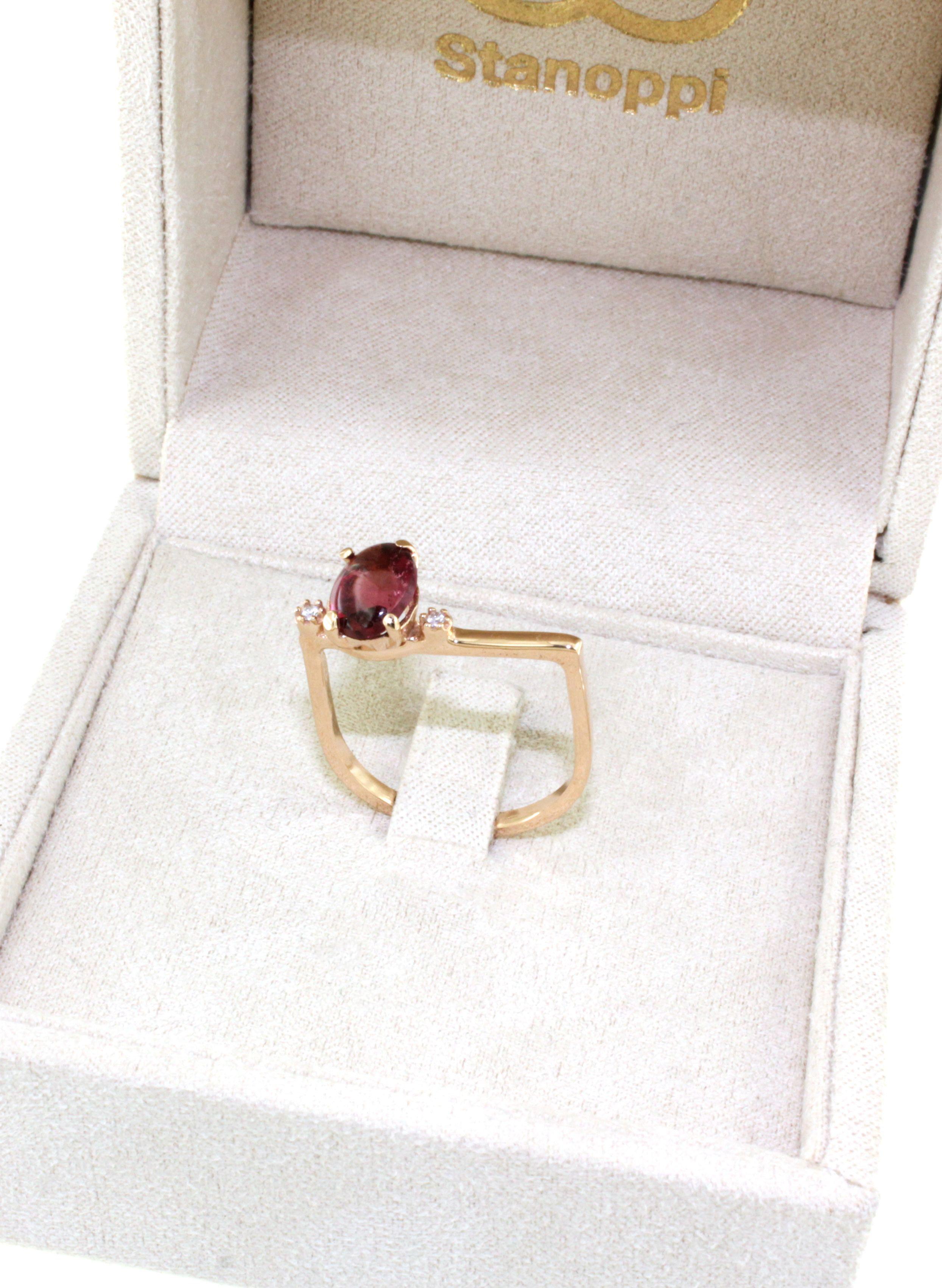 Anello in oro rosa 18Kt con pietre semipreziose naturali e zirconi a forma di cocktail In condizioni Nuovo in vendita a GALLARATE, IT