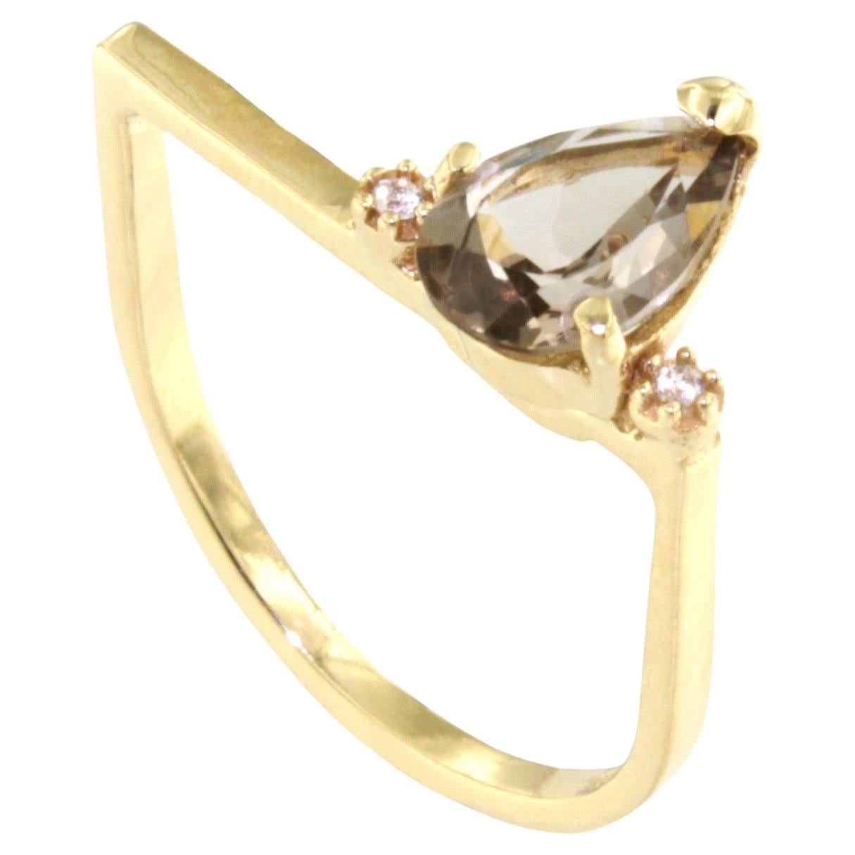 Anello in oro rosa 18Kt con pietre semipreziose naturali e zirconi a forma di cocktail