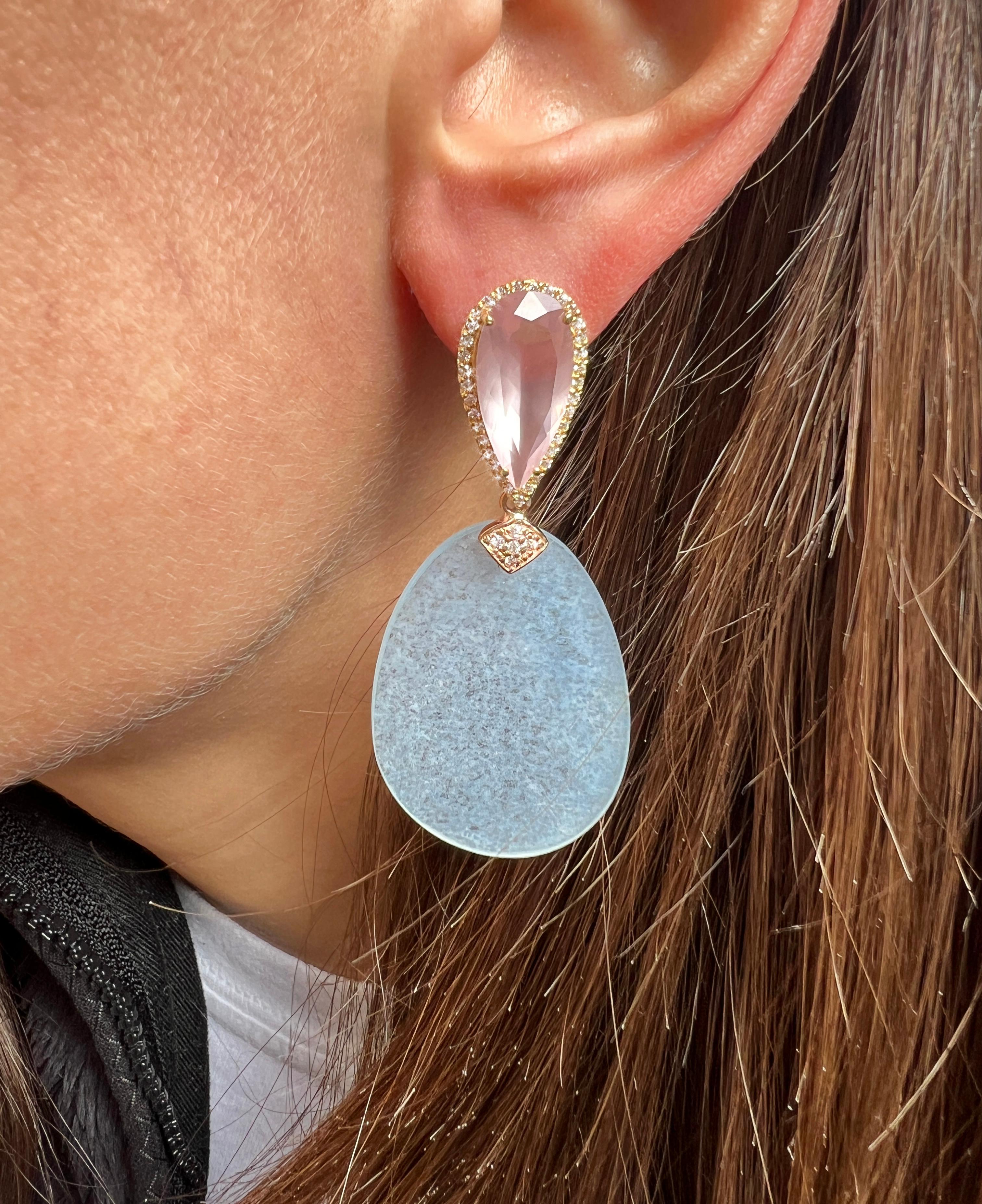 18kt rose gold earrings part of the new 2024 collection created by Designer Gisella handmade pieces, cared for in the smallest details, delicate and refined color combination. The jewels made by the Stanoppi company are recognizable, worn they stand