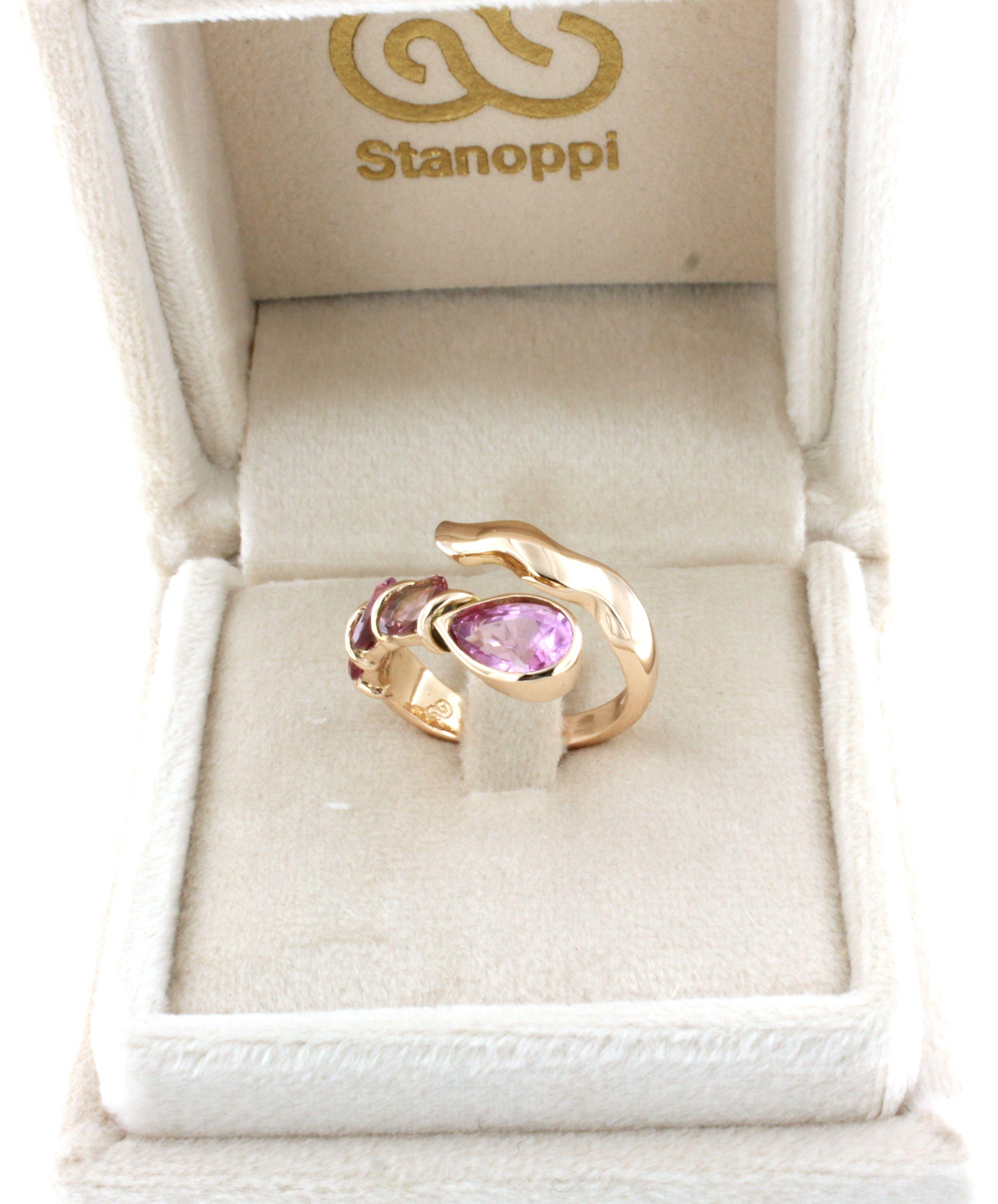 Modern 18Kt Rose Gold with Pink Tourmaline Ring For Sale