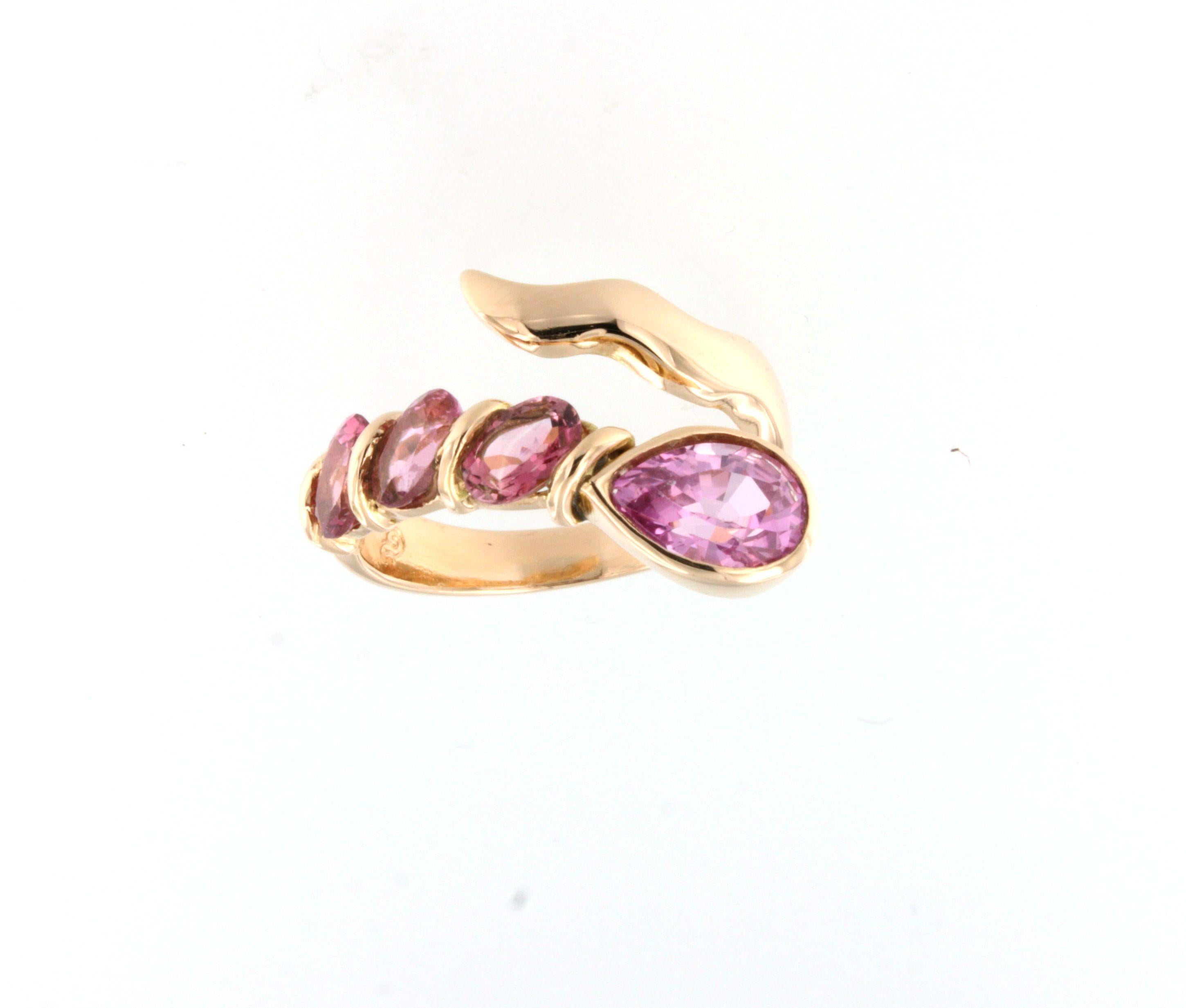 18Kt Rose Gold with Pink Tourmaline Ring In New Condition For Sale In GALLARATE, IT