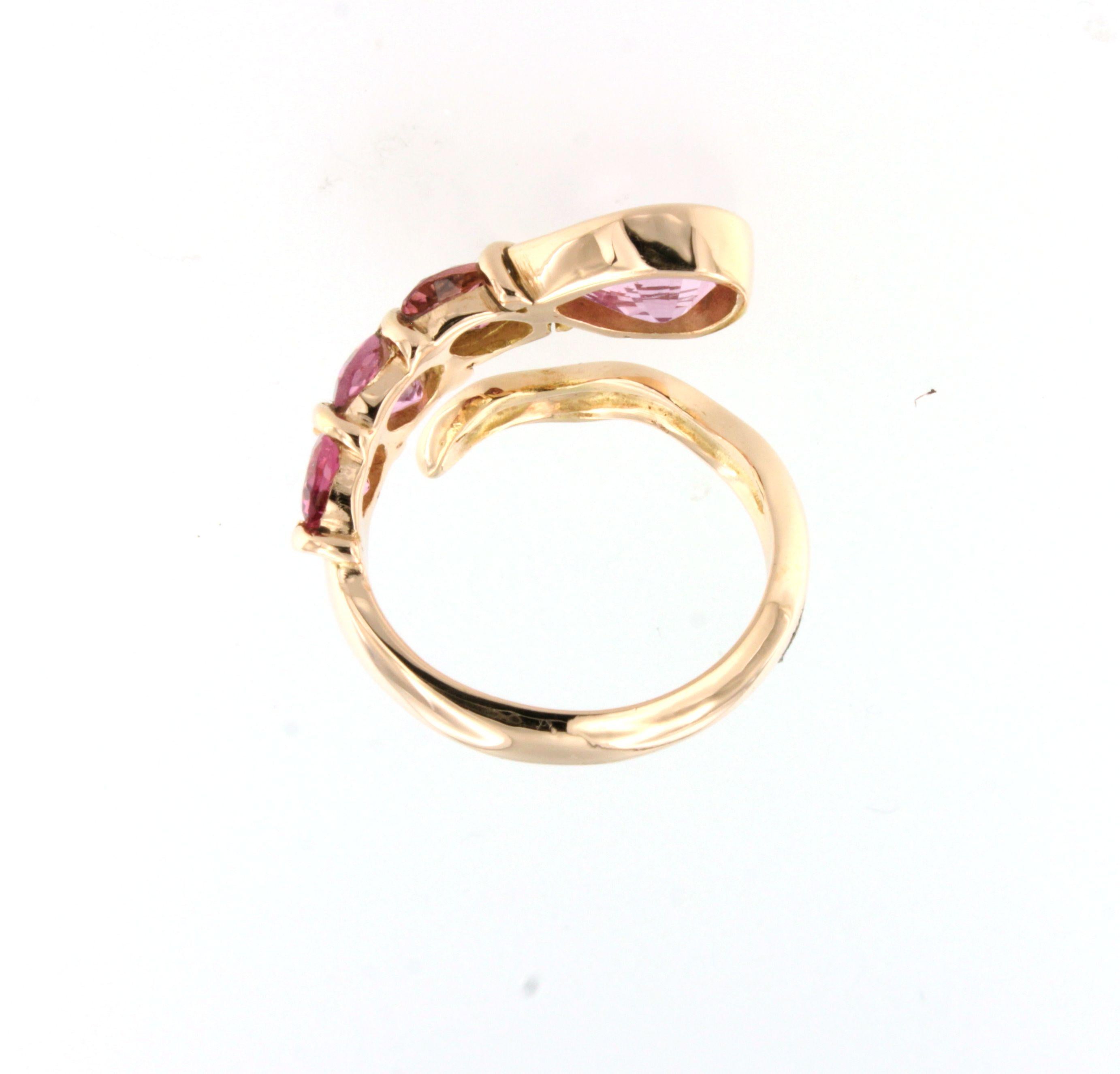 Women's or Men's 18Kt Rose Gold with Pink Tourmaline Ring For Sale