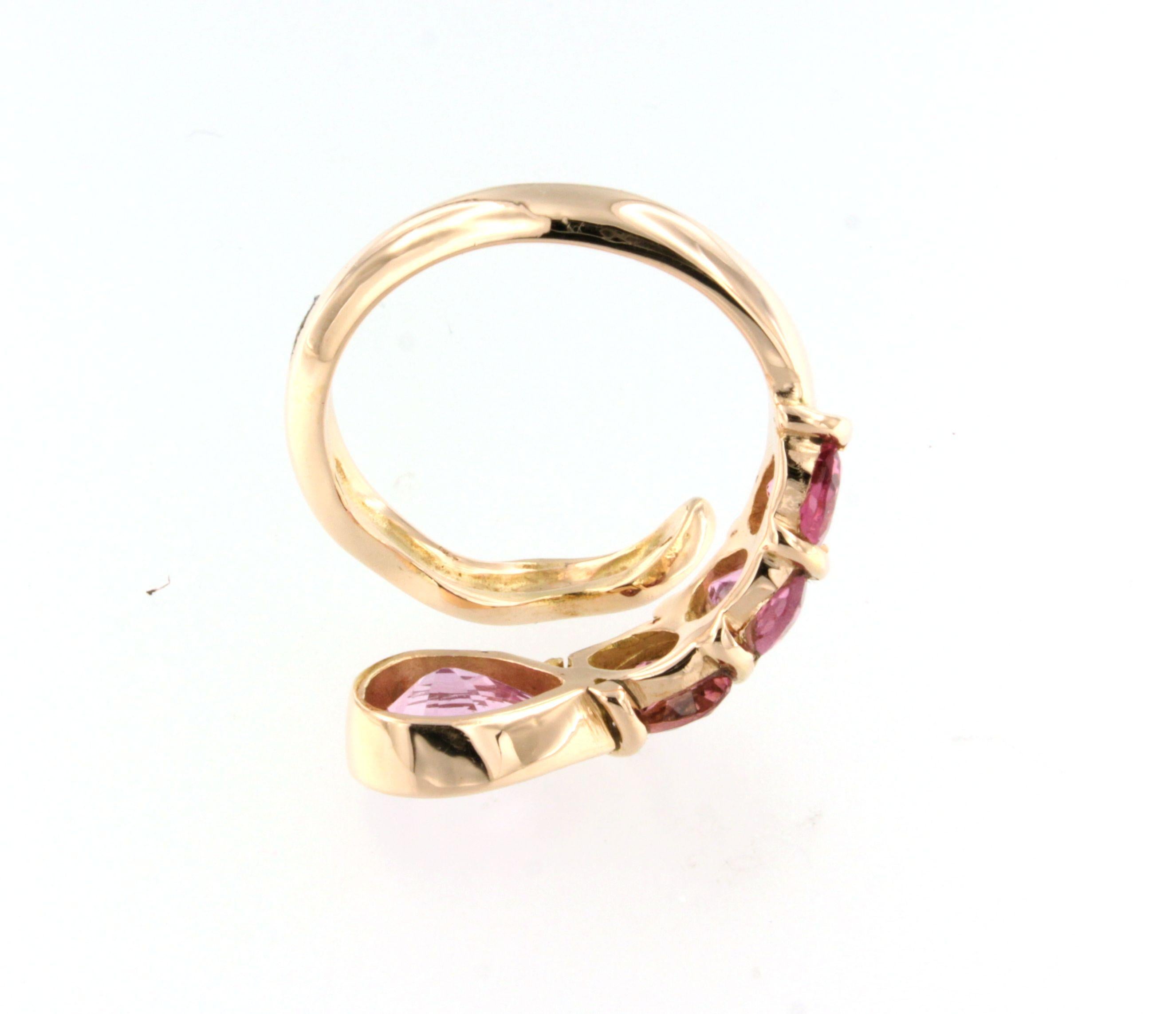 18Kt Rose Gold with Pink Tourmaline Ring For Sale 1