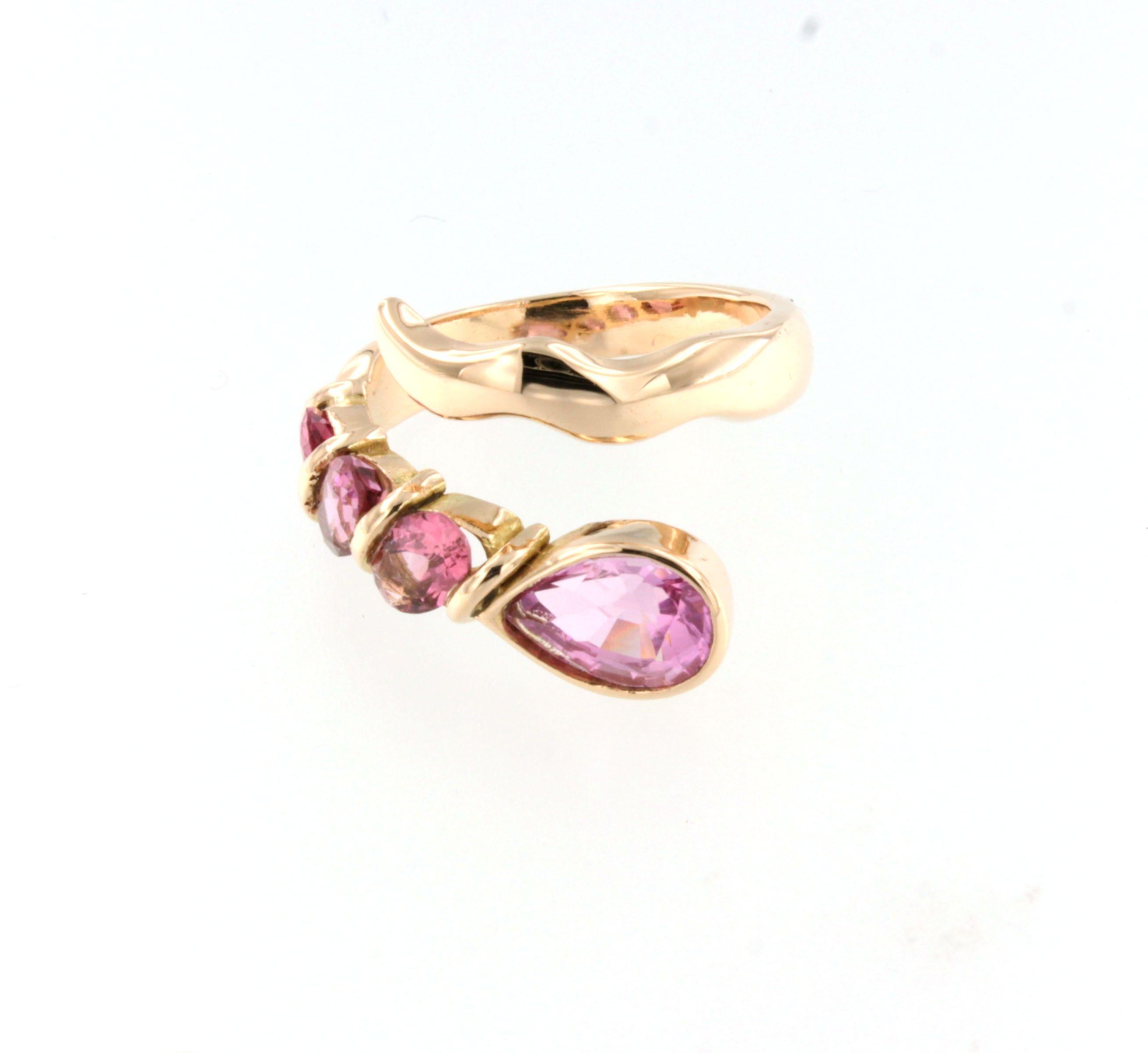 18Kt Rose Gold with Pink Tourmaline Ring For Sale 2
