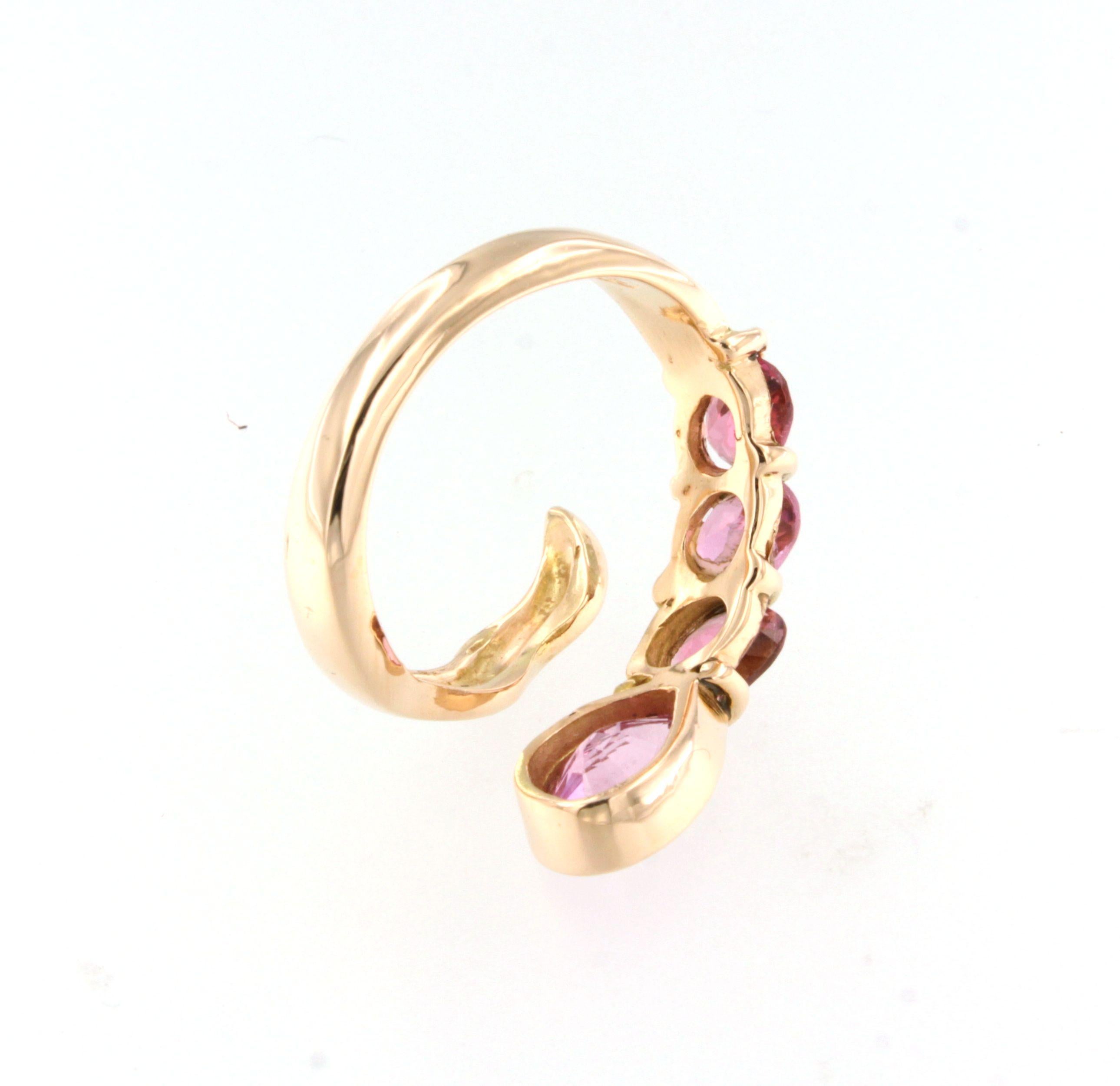 18Kt Rose Gold with Pink Tourmaline Ring For Sale 3