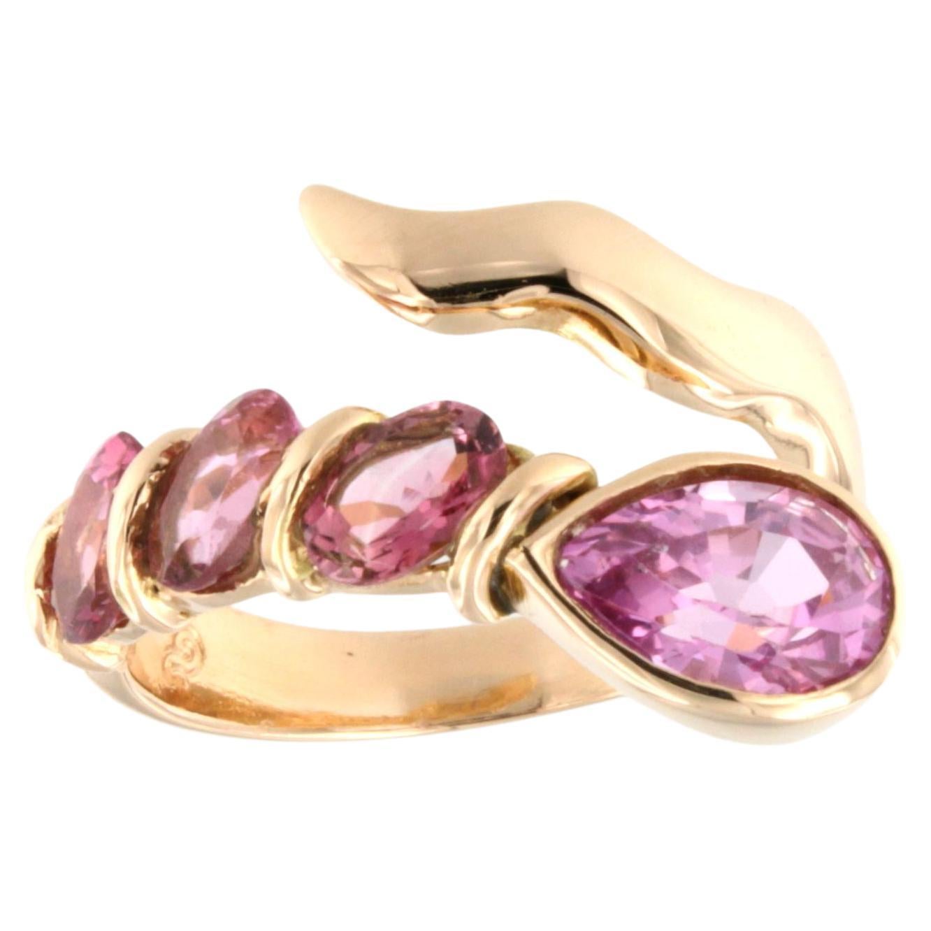 18Kt Rose Gold with Pink Tourmaline Ring For Sale