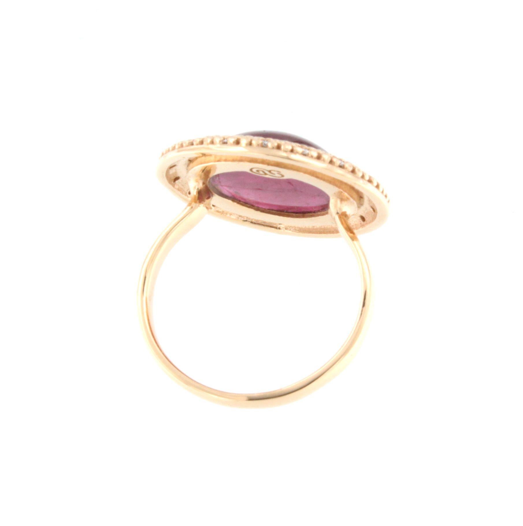 18kt Rose Gold with Pink Tourmaline White Diamonds Modern Amazing Cocktail Ring In New Condition For Sale In GALLARATE, IT