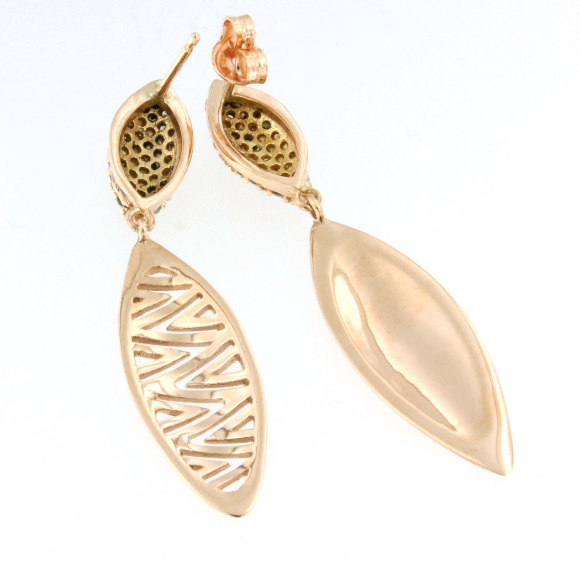 Brilliant Cut 18 Karat Rose Gold with White Diamonds Modern and Fashion Amazing Earrings For Sale