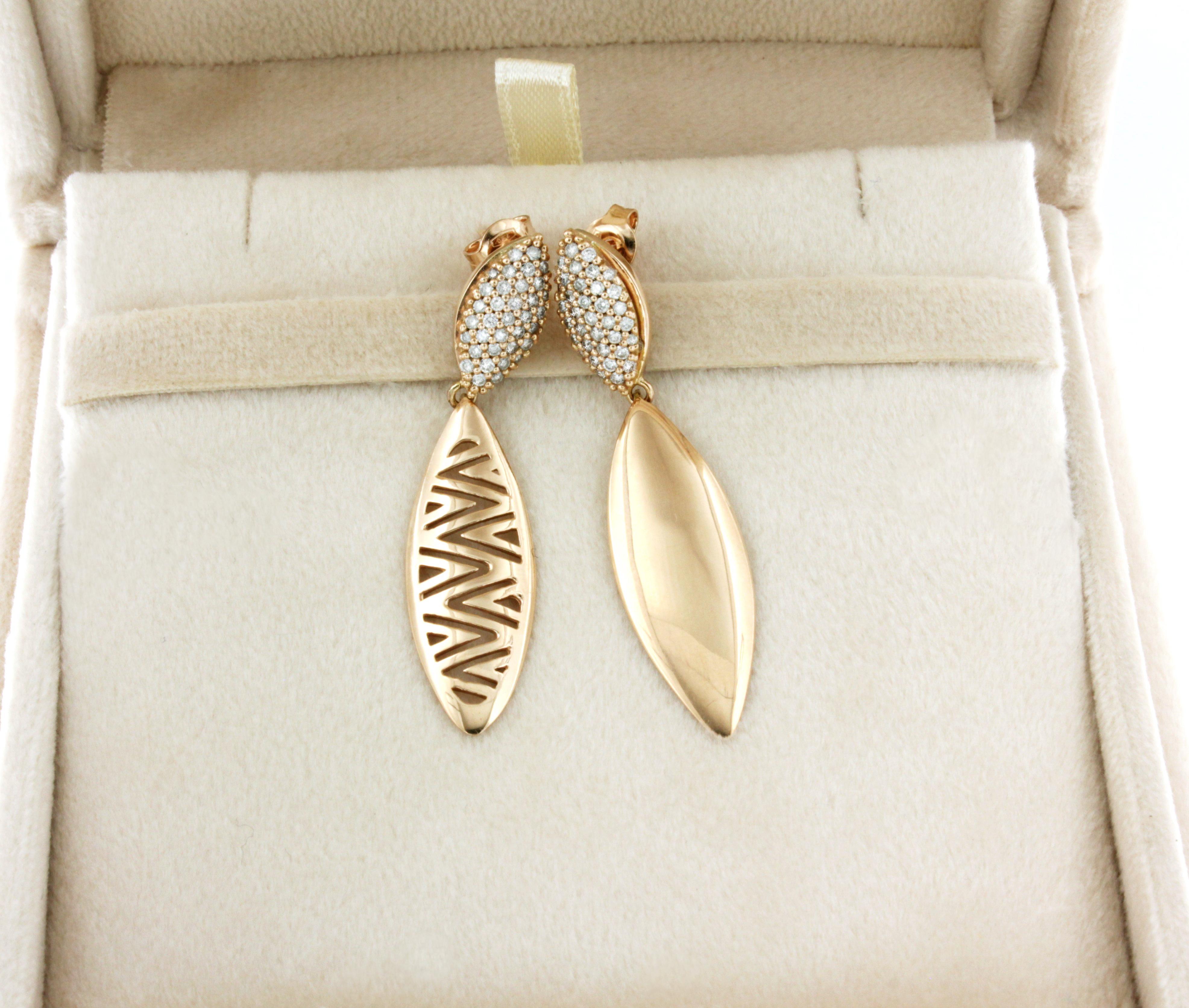18 Karat Rose Gold with White Diamonds Modern and Fashion Amazing Earrings In New Condition For Sale In GALLARATE, IT