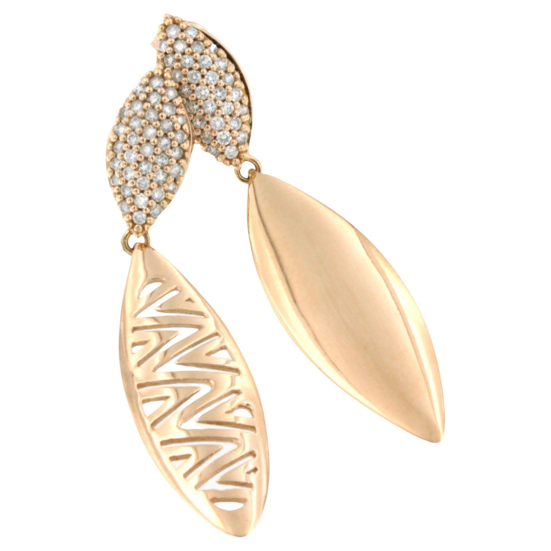 18 Karat Roségold mit weißen Diamanten Modern und Mode Außergewöhnlich  Ohrringe im Angebot