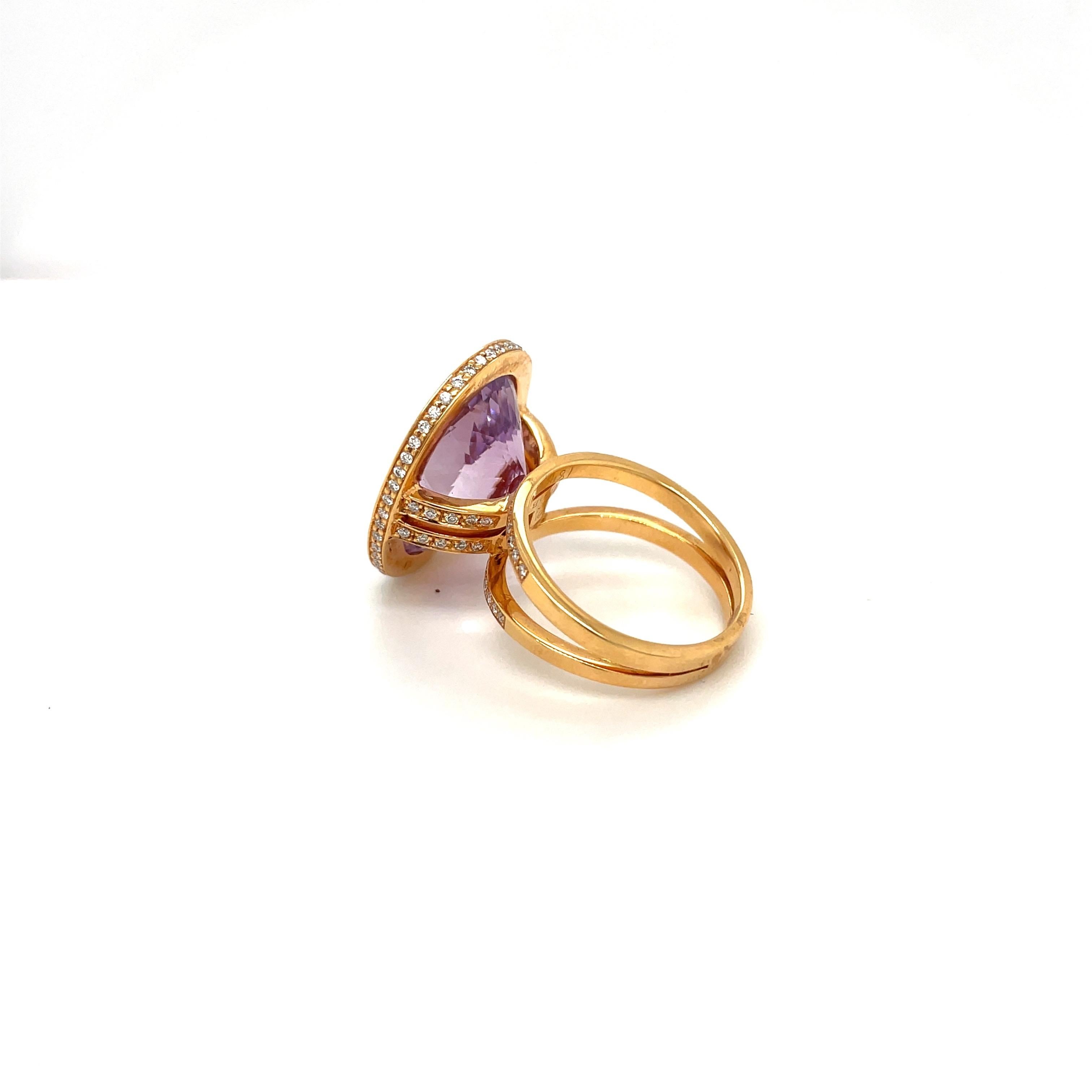 18kt Rose Gold Zorab Creations 12.18ct Amethyst Ring with Diamonds For Sale 3