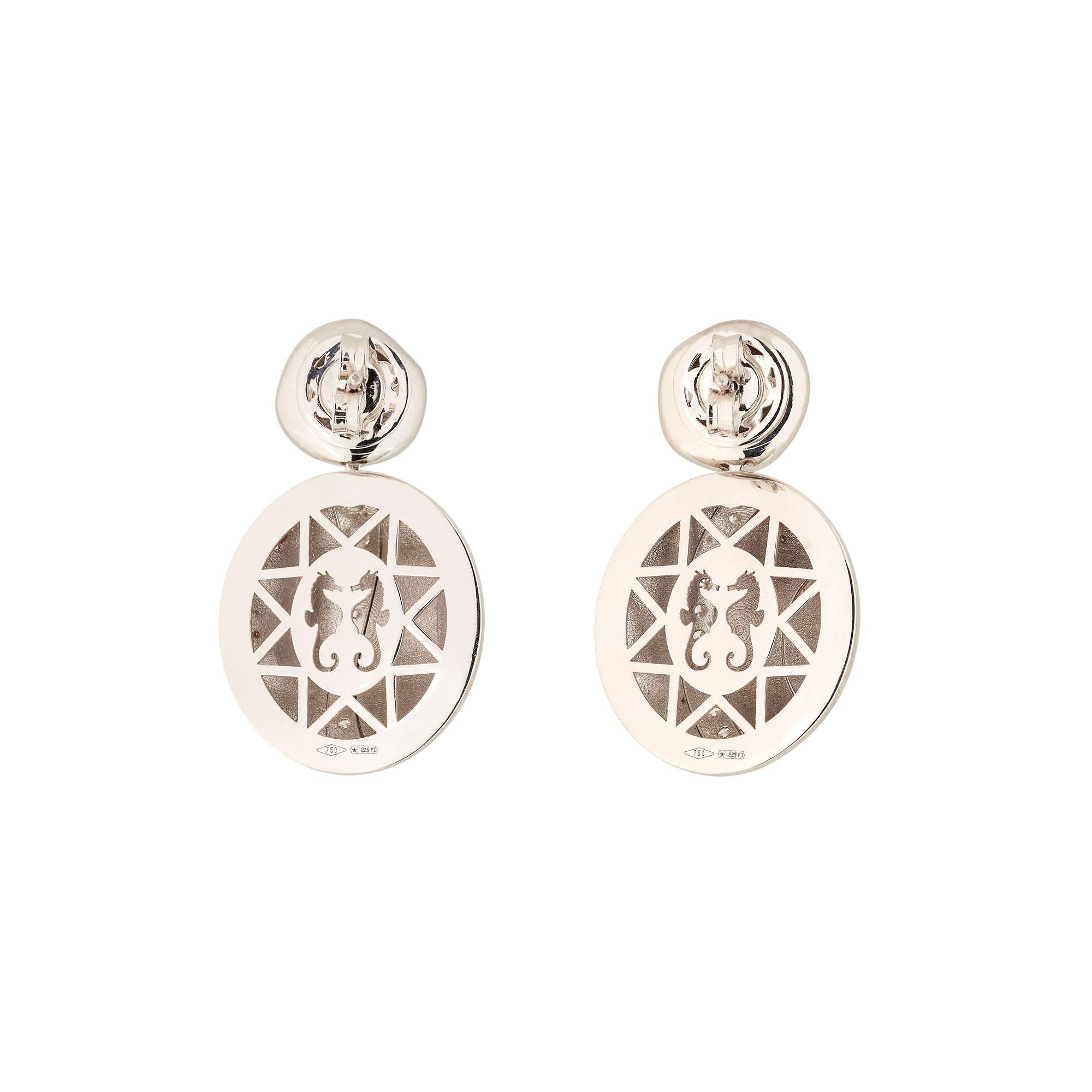 Taille brillant Boucles d'oreilles pendantes en or rose/blanc 18kt 19,40ct, diamants 0,31ct, faites à la main en vente