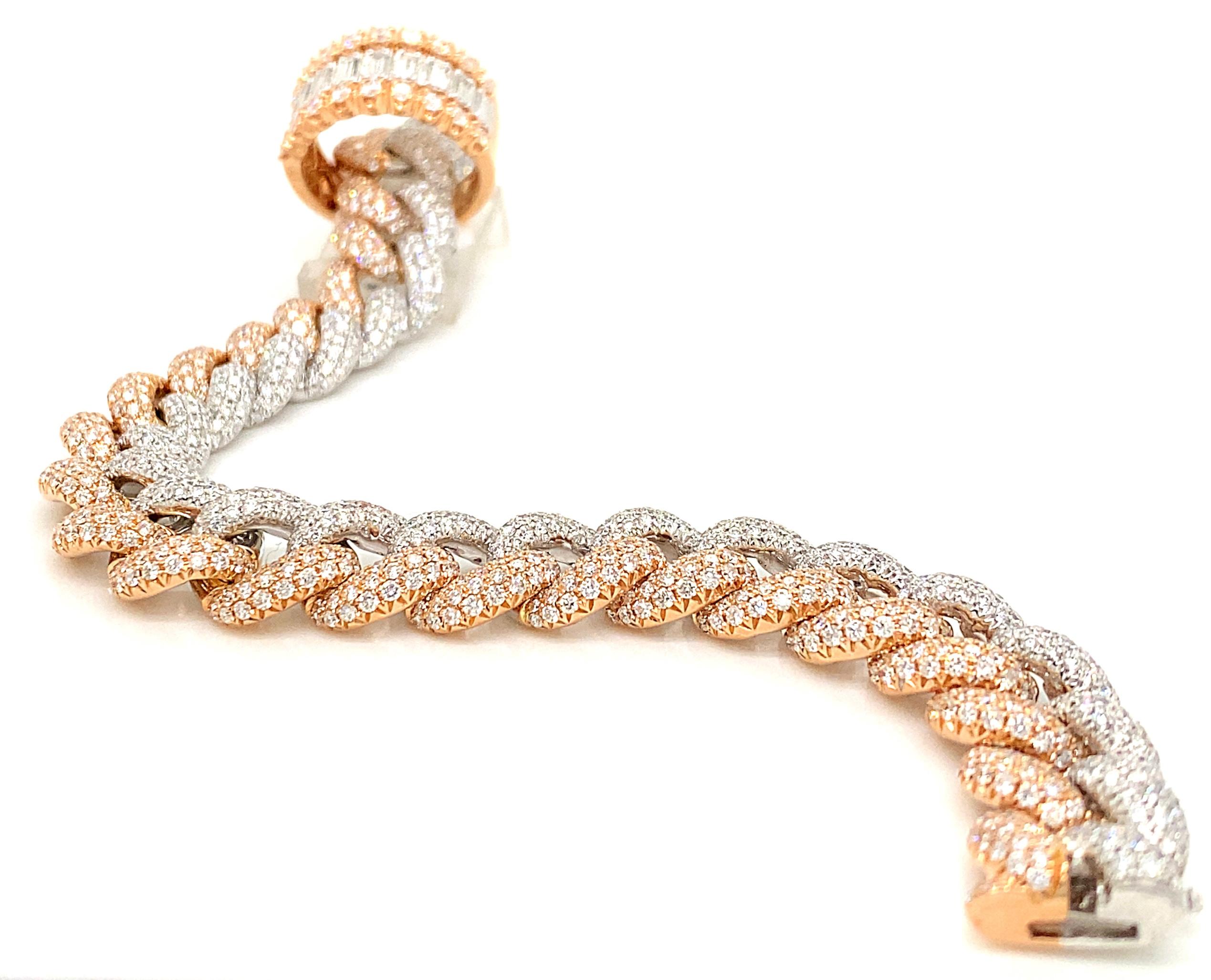 Brilliant Cut 18kt Rose & White Gold Diamond Bracelet
