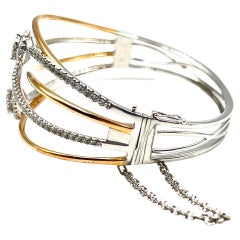 18kt Rose & White Gold Diamond Hinged Bangle