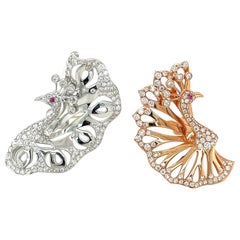 18KT Rose / White Gold Yin Yang Peacock Earrings with 0.90CT Diamonds