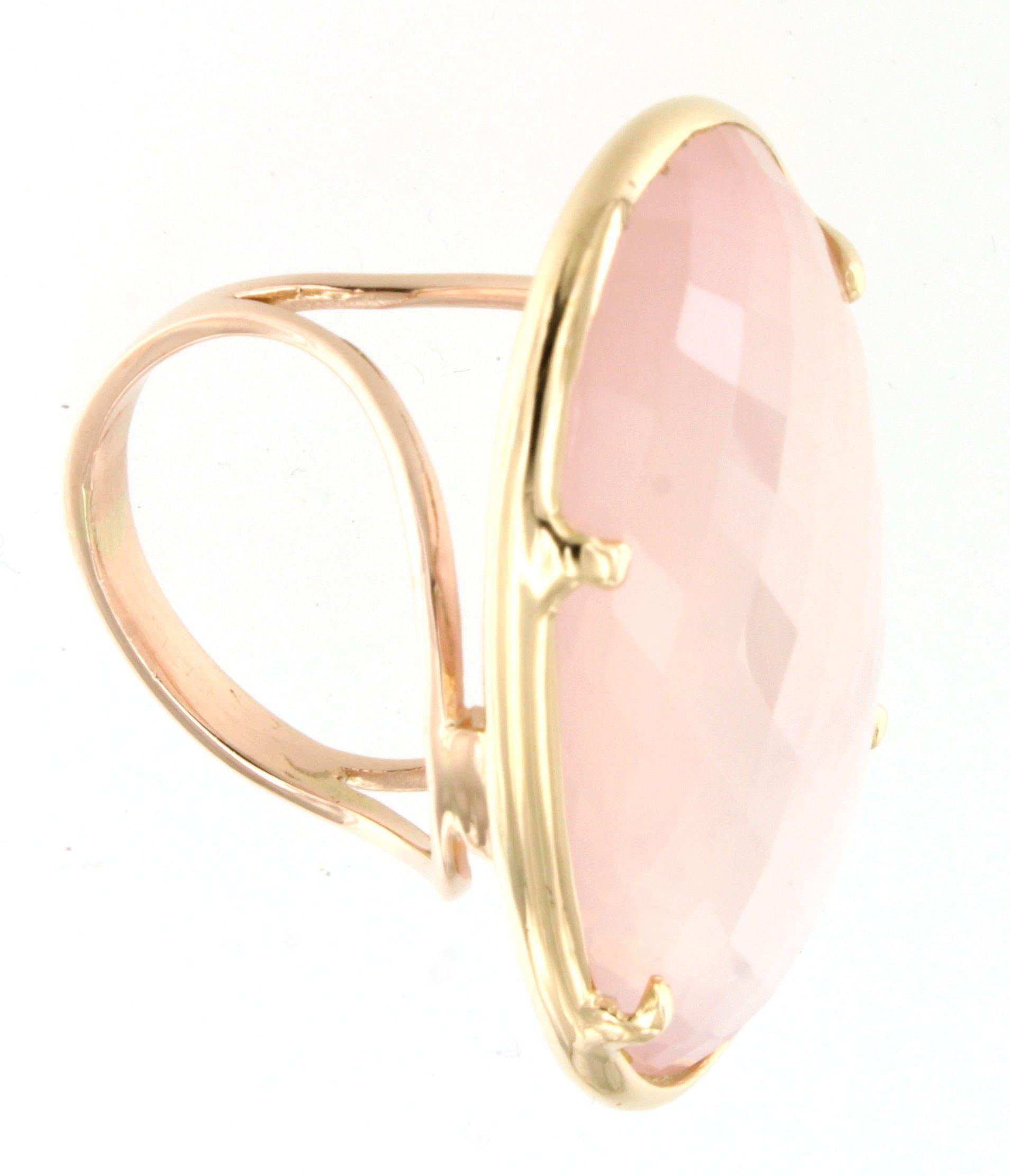 18Kt  Bague de fiançailles de cocktail moderne en or jaune rose et pierre naturelle de mode en vente 4