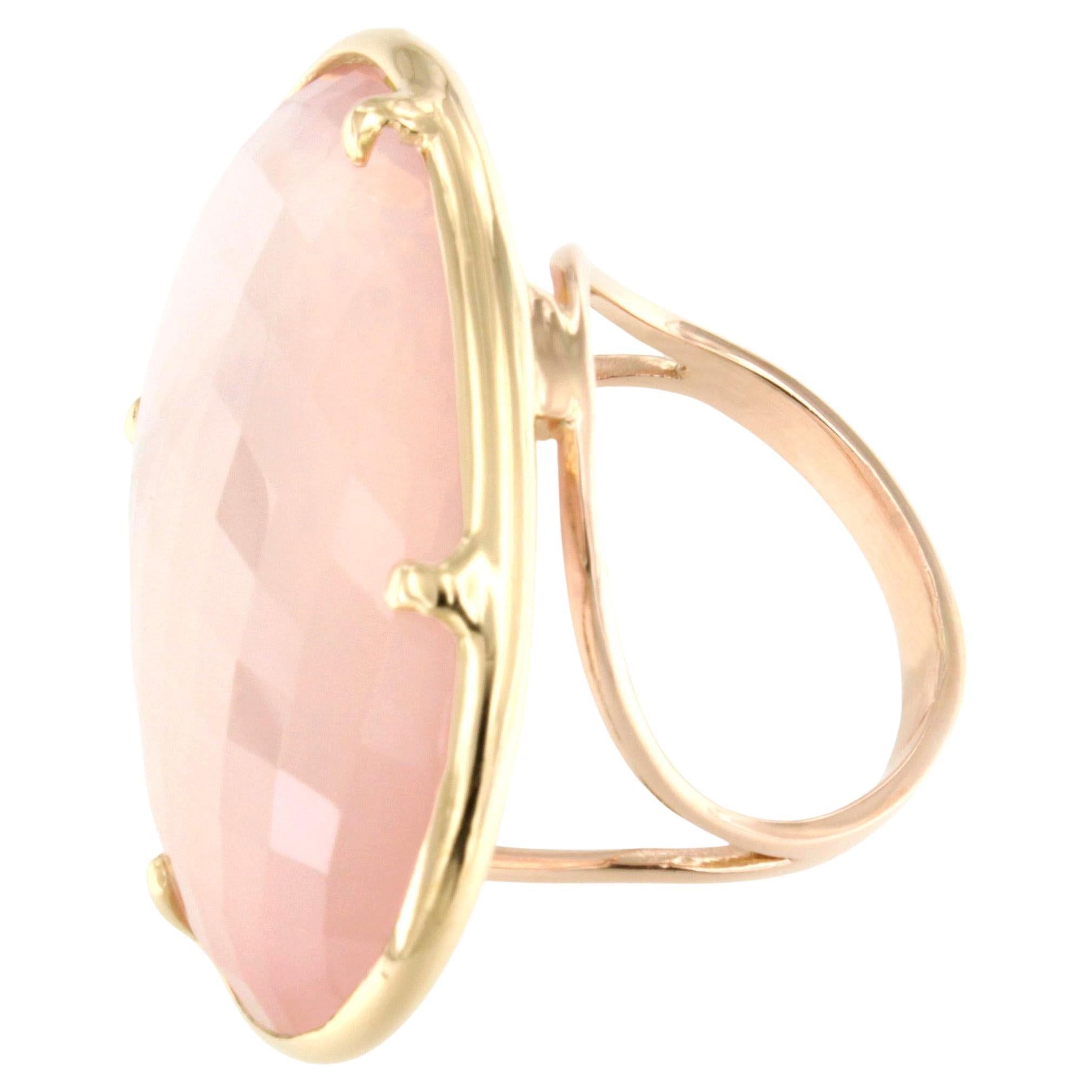 18Kt  Rose Yellow Gold Natural Stone Fashion Cocktail Engagement Modern Ring