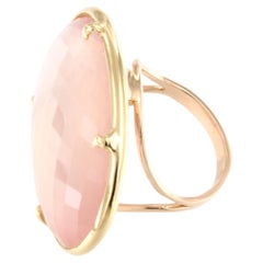 18Kt  Rose Yellow Gold Natural Stone Fashion Cocktail Engagement Modern Ring