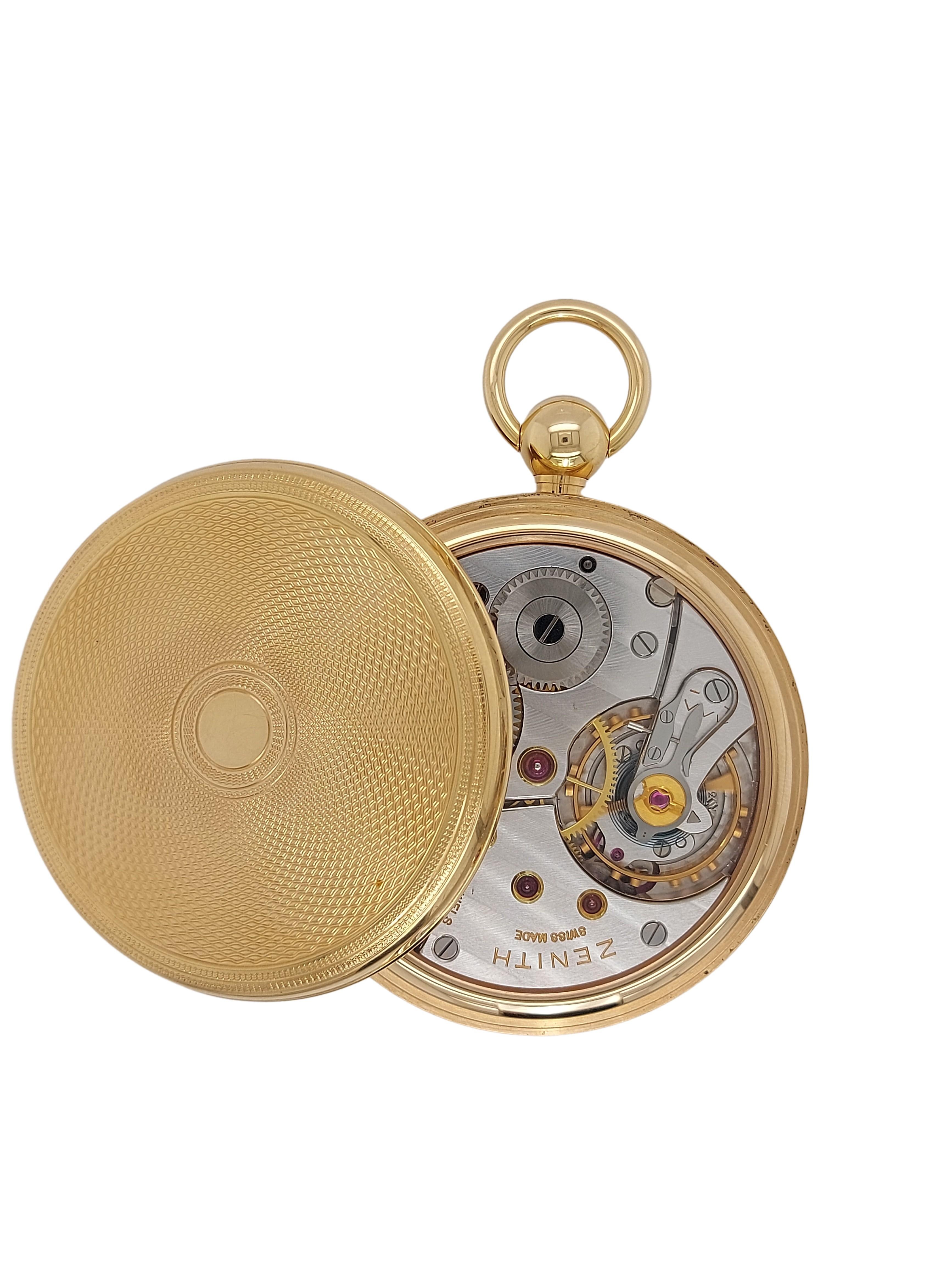 18kt Rose Zenith Open Face Pocket Watch Thomas Engel No° 9 with Box & Papers! For Sale 6