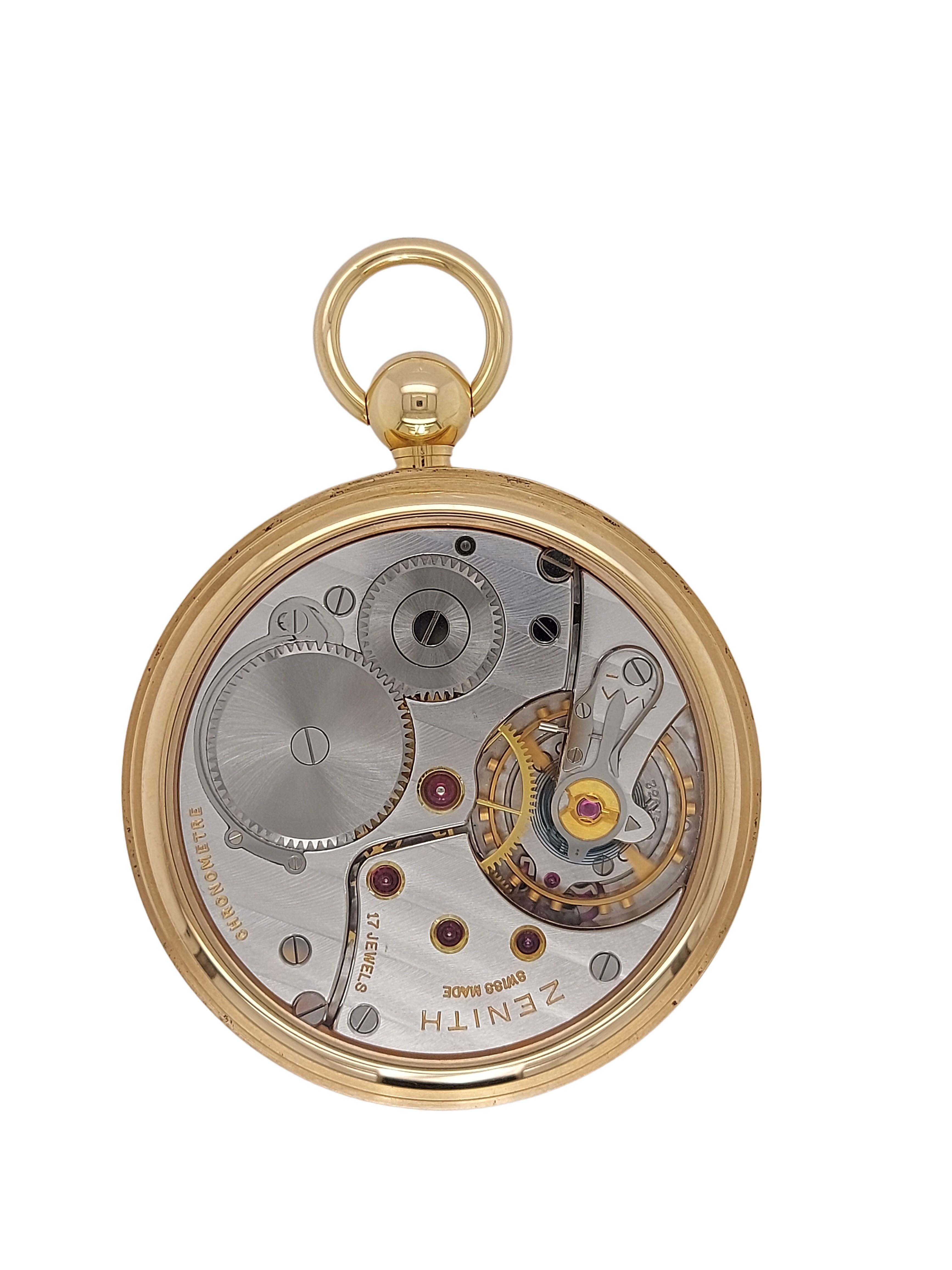 18kt Rose Zenith Open Face Pocket Watch Thomas Engel No° 9 with Box & Papers! For Sale 7