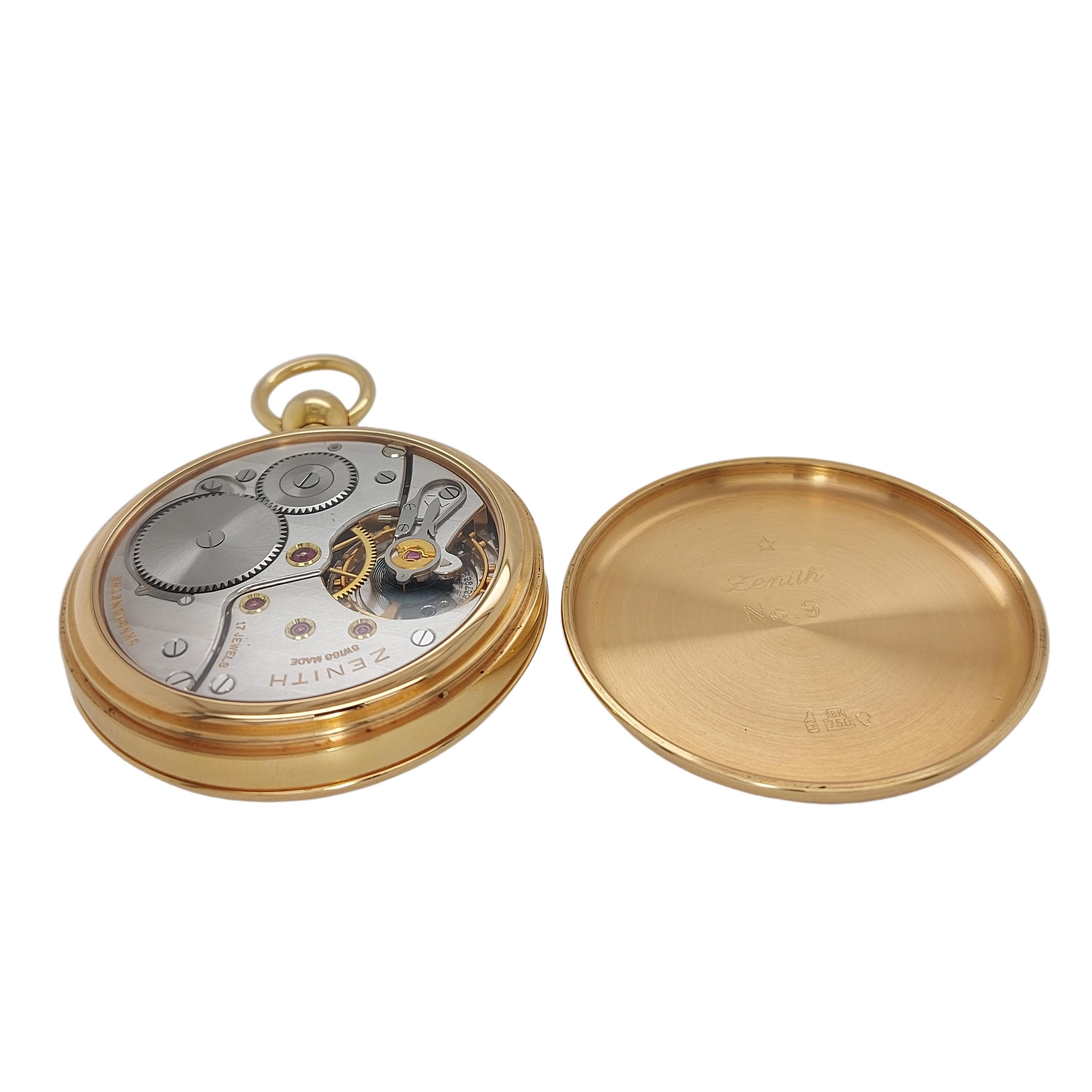 18kt Rose Zenith Open Face Pocket Watch Thomas Engel No° 9 with Box & Papers! For Sale 10