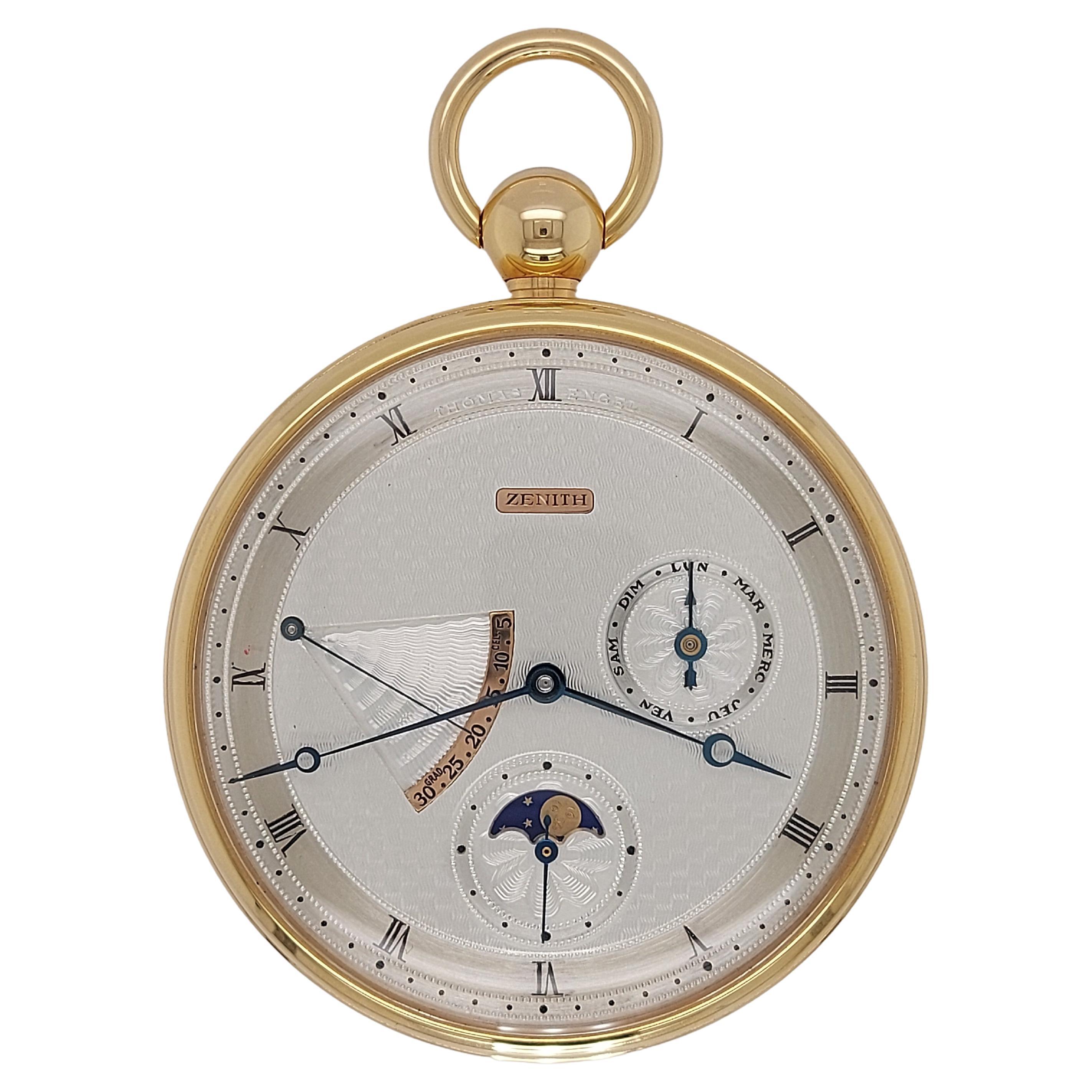 18kt Rose Zenith Open Face Taschenuhr Thomas Engel No° 9 mit Box & Papieren! im Angebot