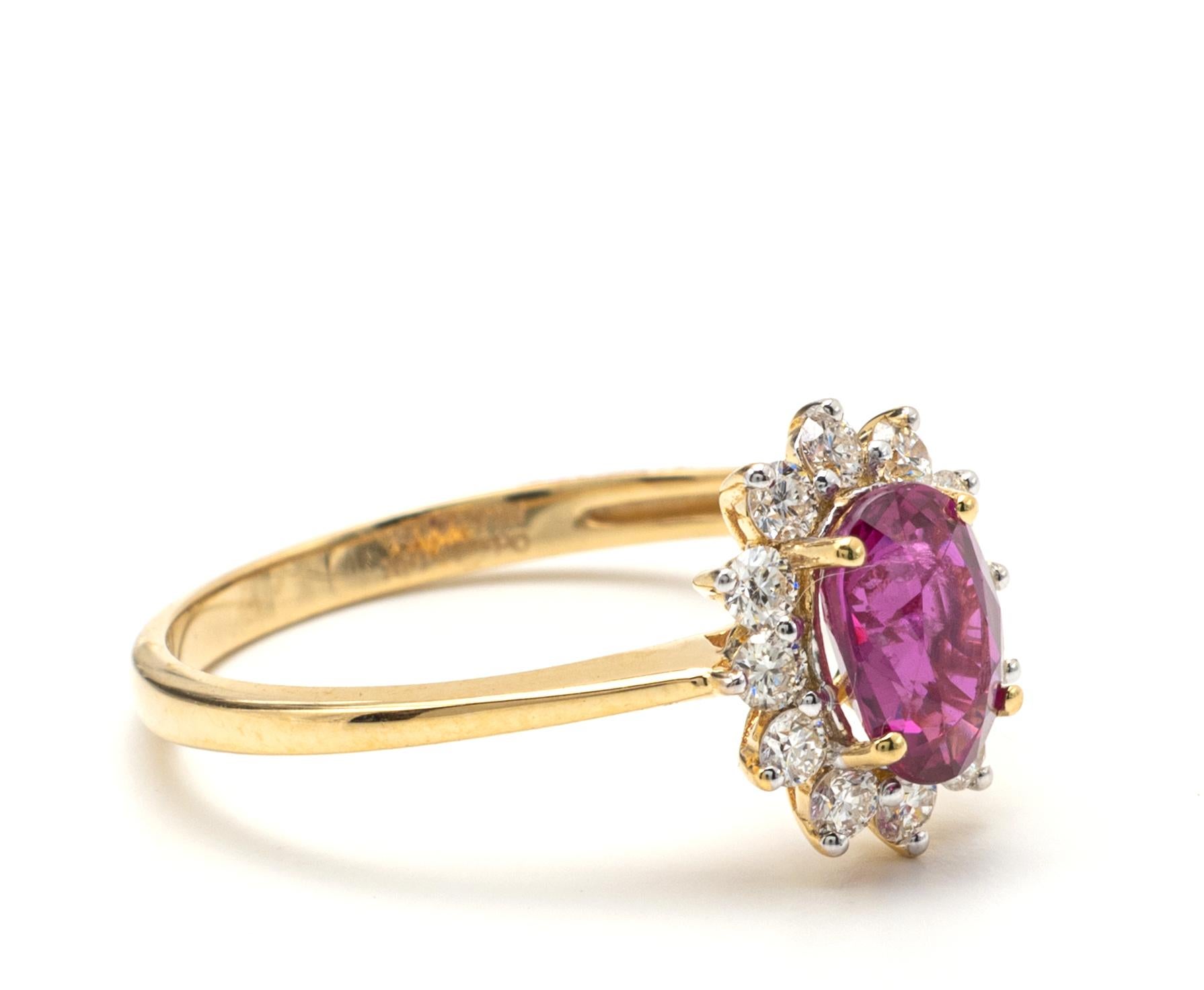 Round Cut 18kt Ruby and Diamond Ring