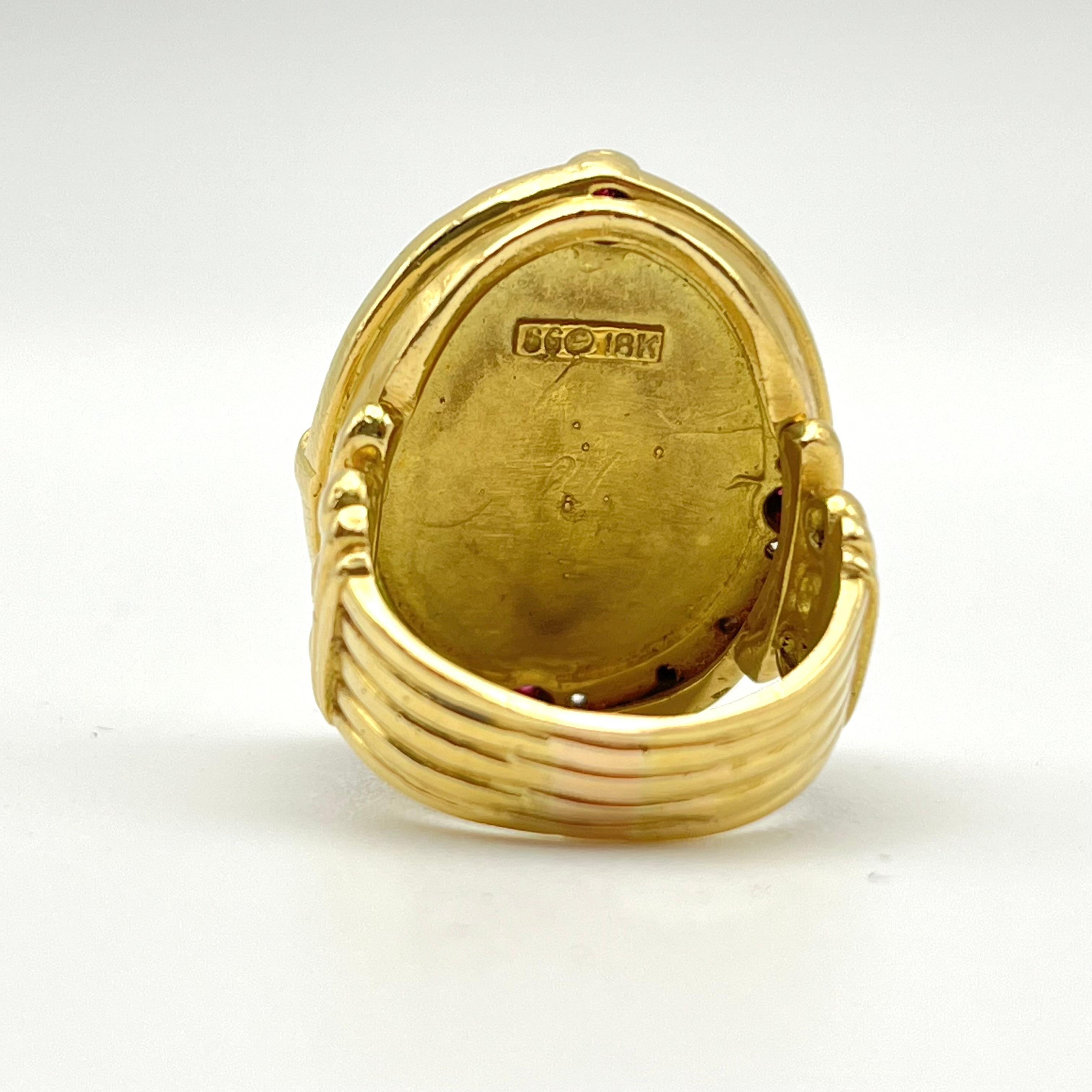 Round Cut 18KT SeidenGang Athena Diamond and Ruby Ring
