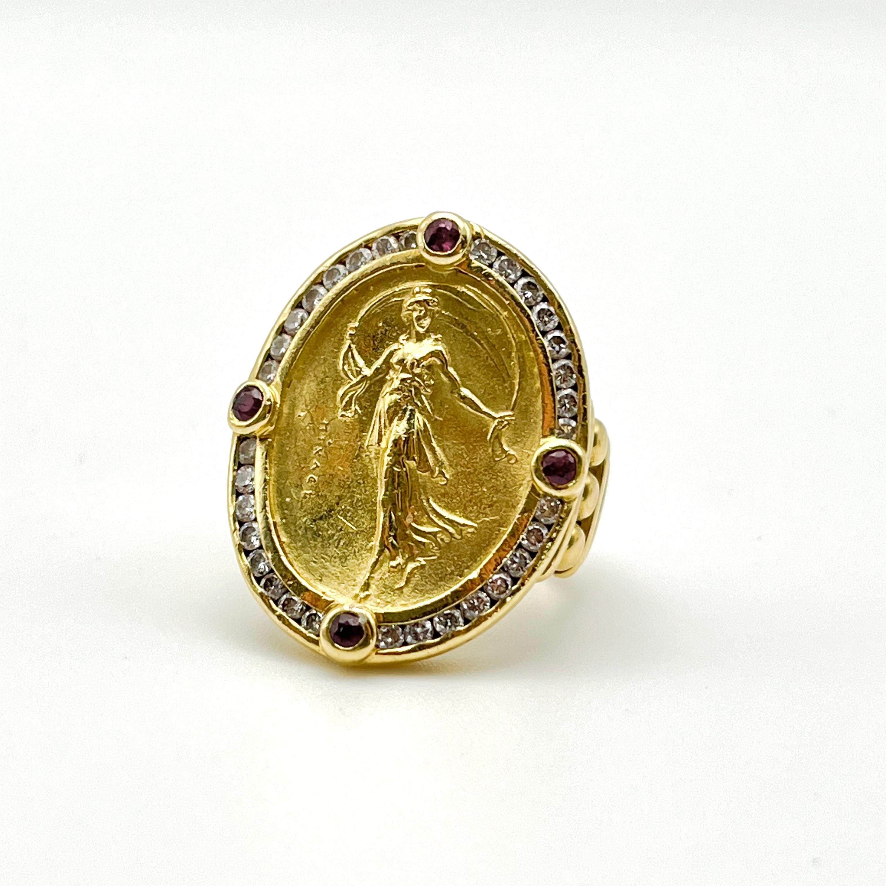 18KT SeidenGang Athena Diamond and Ruby Ring In Good Condition In Lynchburg, VA