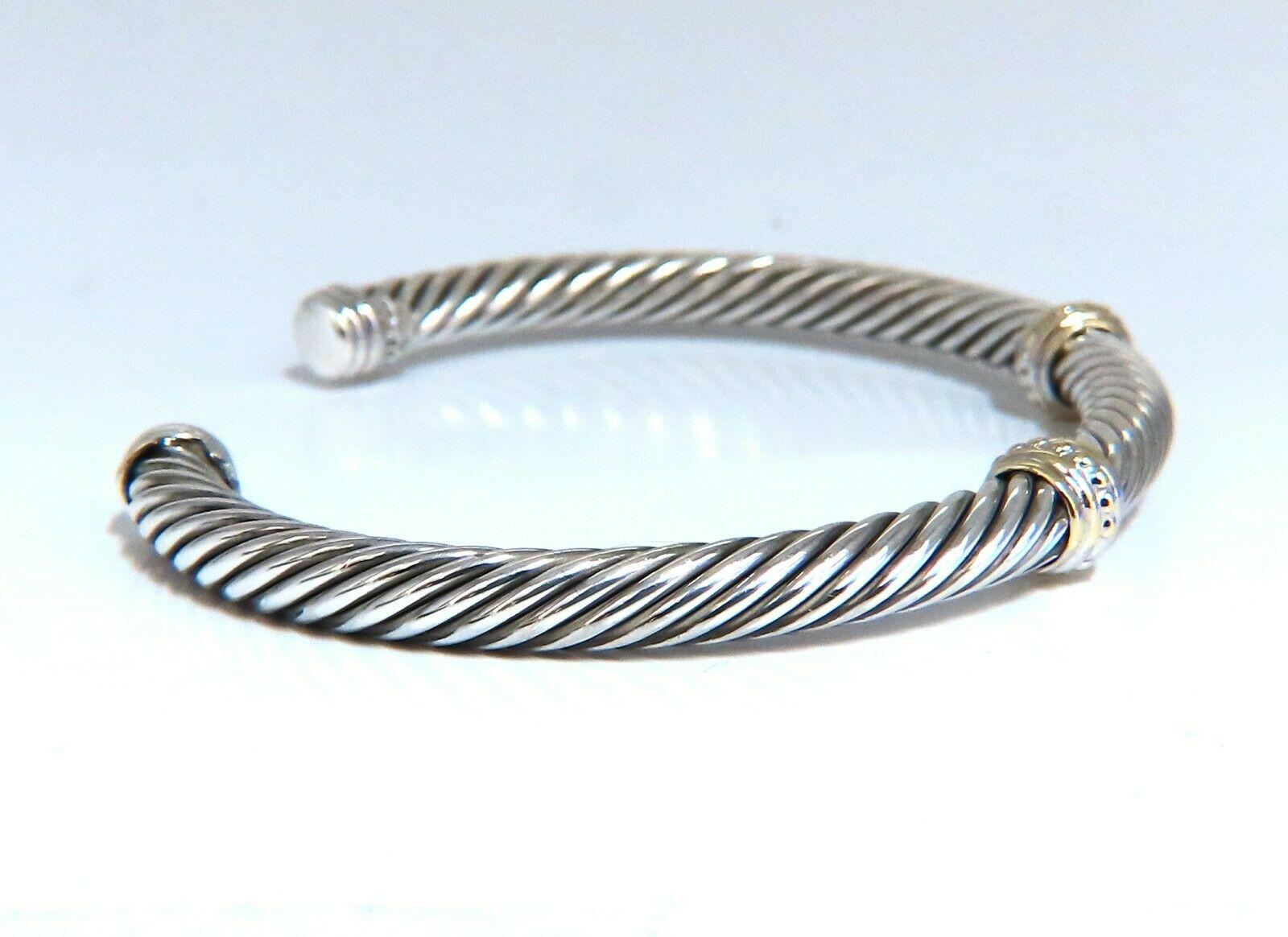 18kt Silver Cable Bangle Bracelet Goth Deco In New Condition For Sale In New York, NY
