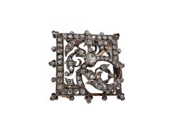 Brosche aus 18 Karat Silber auf Gold mit 2,10 Karat Diamanten im Rosenschliff